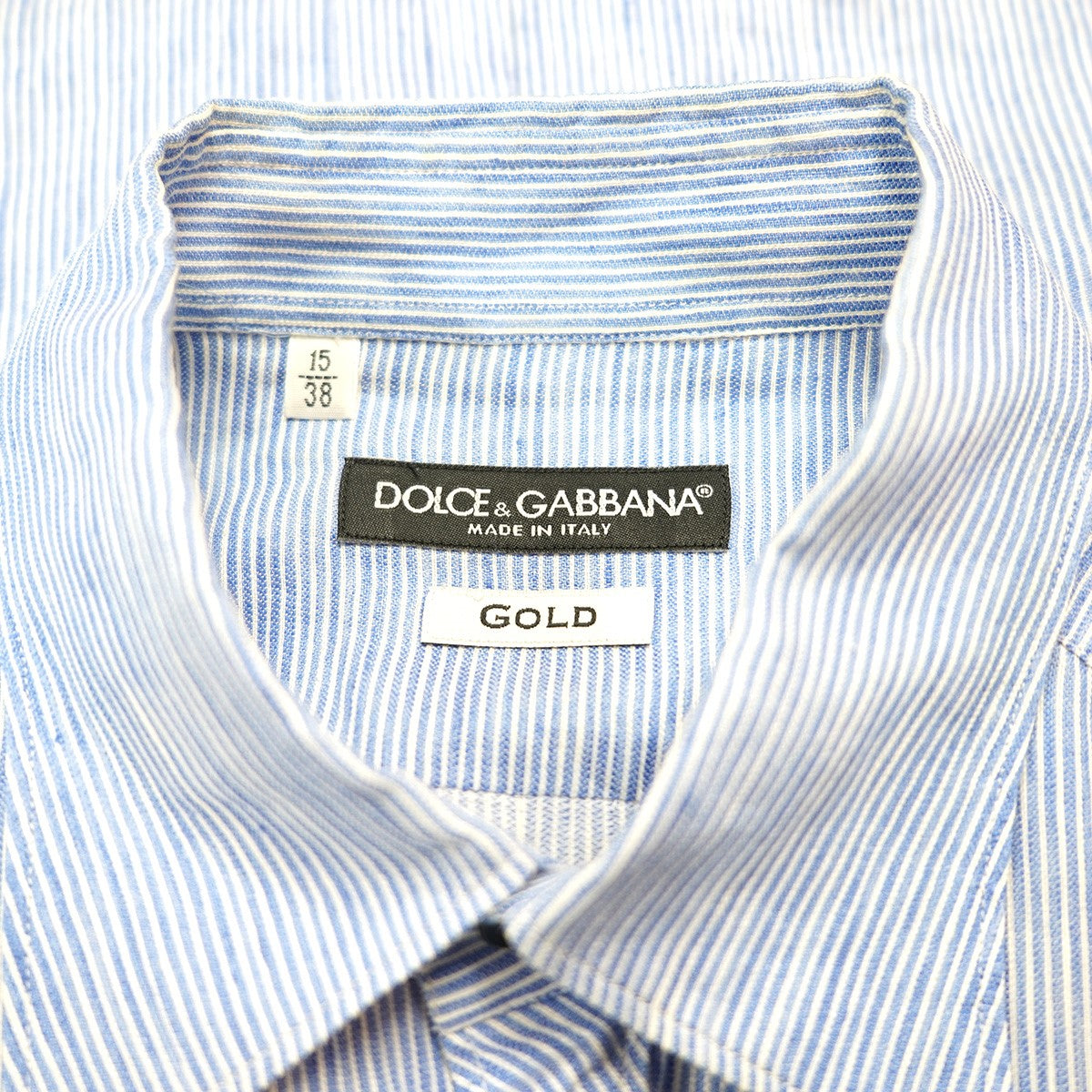DOLCE ＆ GABBANA GOLDフィットスリムフィット バックダーツ カラー 開襟 ロンドンストライプシャツ 古着・中古-6枚目のアイテム画像