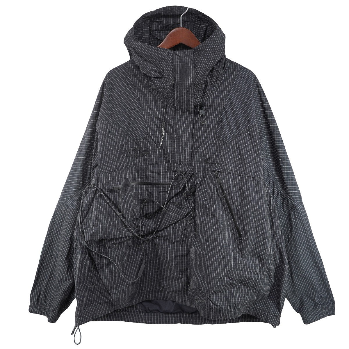 AS M NRG MC ANORAKロゴ チェック アノラック プルオーバー フーデッド ハーフジップ ジャケット