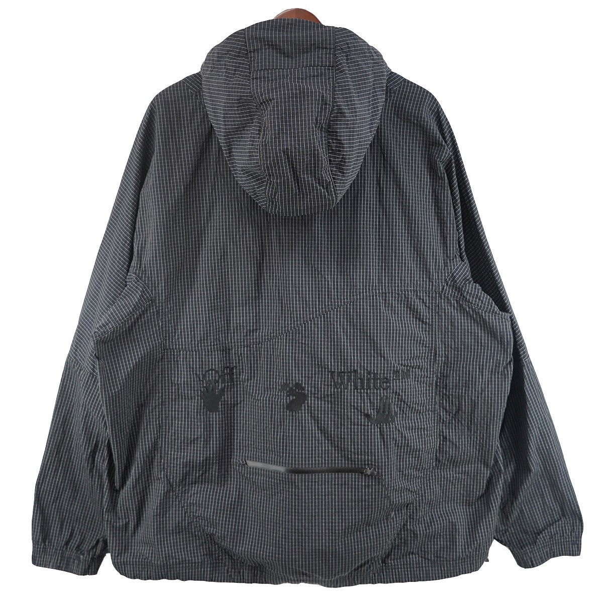 AS M NRG MC ANORAKロゴ チェック アノラック プルオーバー フーデッド ハーフジップ ジャケット