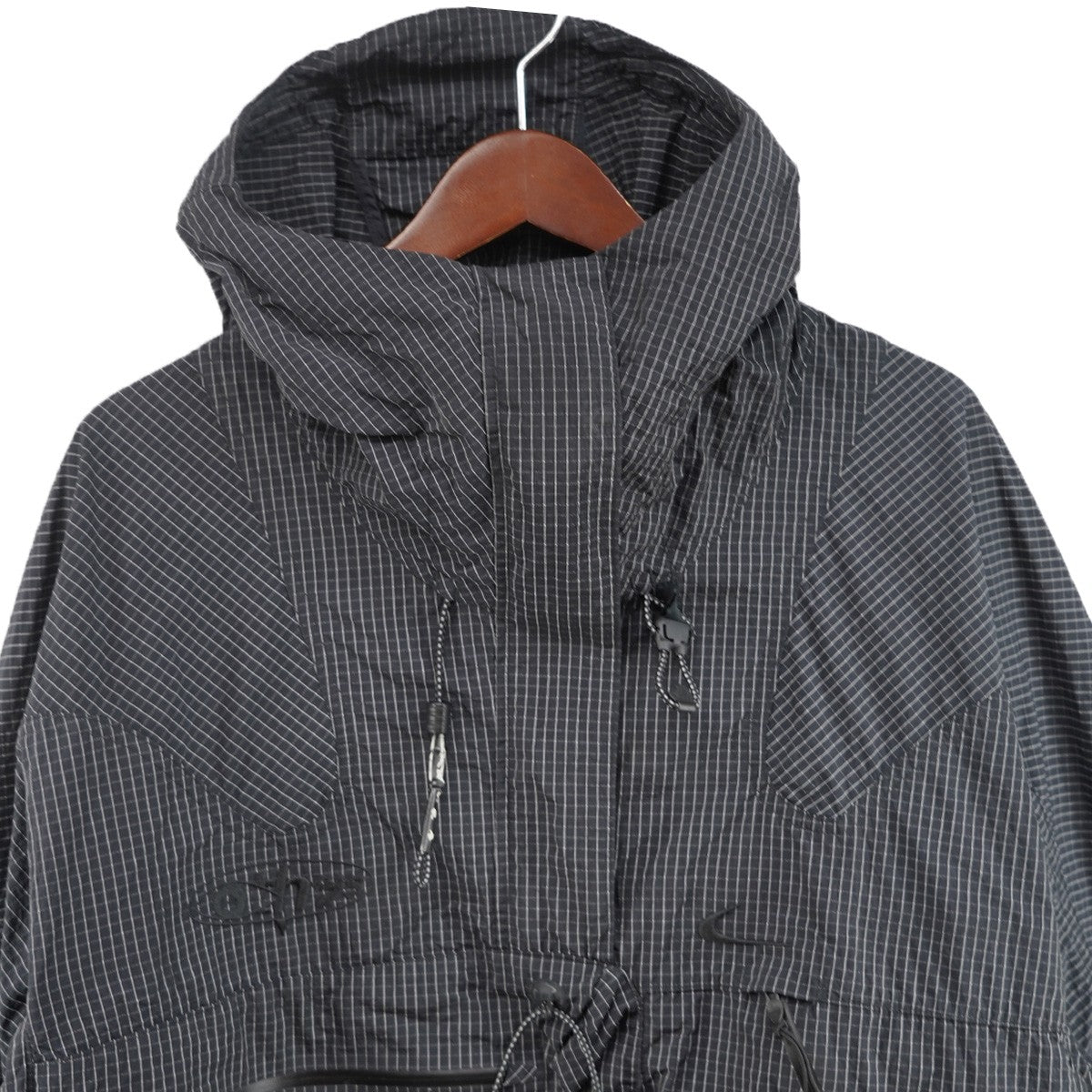 AS M NRG MC ANORAKロゴ チェック アノラック プルオーバー フーデッド ハーフジップ ジャケット