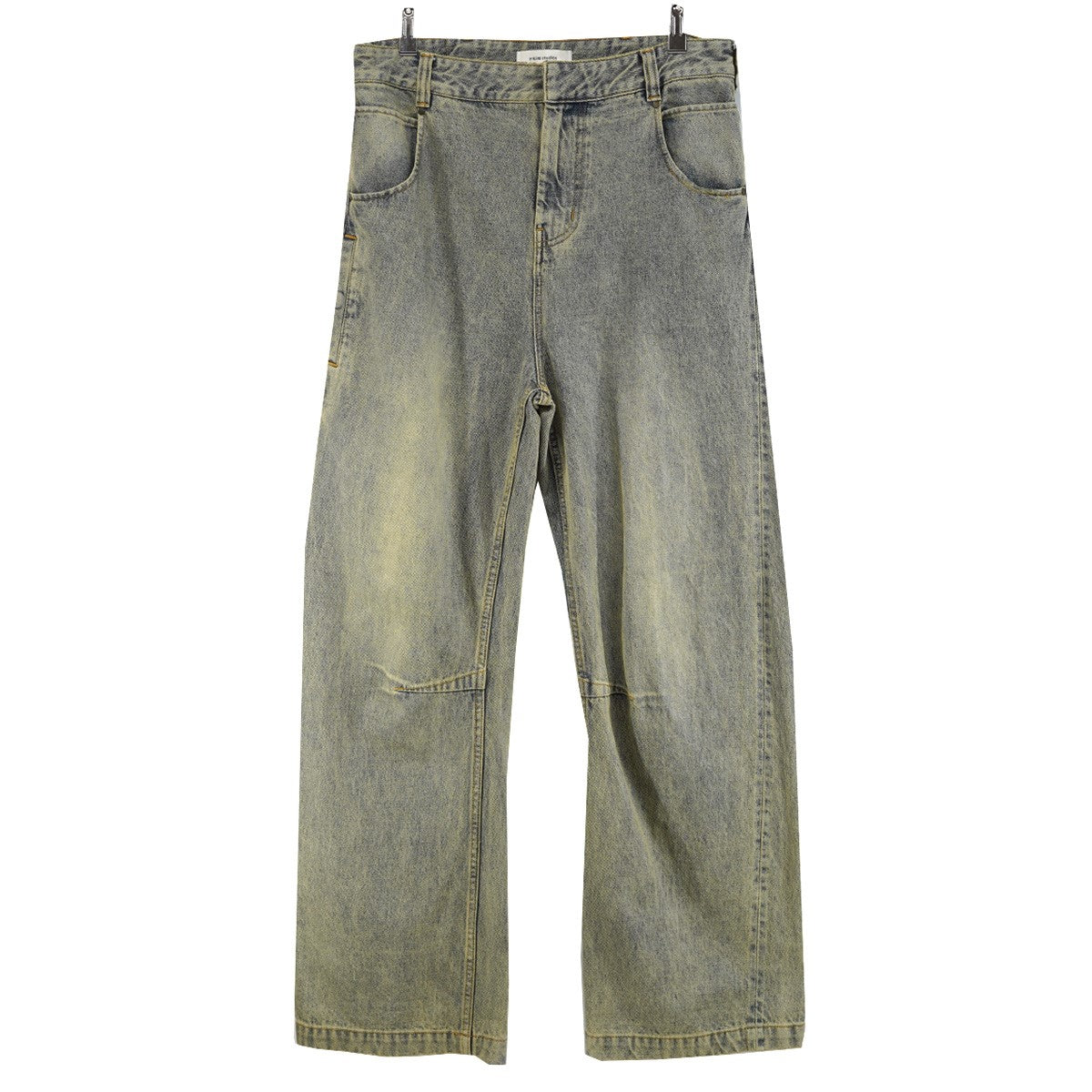 25SS Gem Jeans Surface Wave ヴィンテージ Vintage ウォッシュ 加工 7ポケットウェルトポケット 牛革パッチ ダーツ バレルレッグ ジーンズ ワイド デニム パンツ