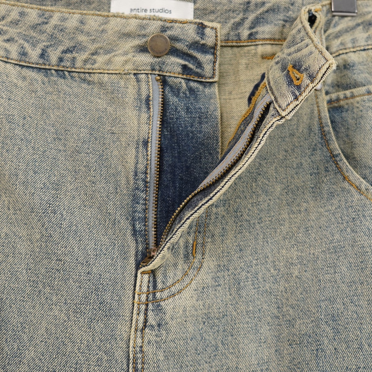 25SS Gem Jeans Surface Wave ヴィンテージ Vintage ウォッシュ 加工 7ポケットウェルトポケット 牛革パッチ ダーツ バレルレッグ ジーンズ ワイド デニム パンツ