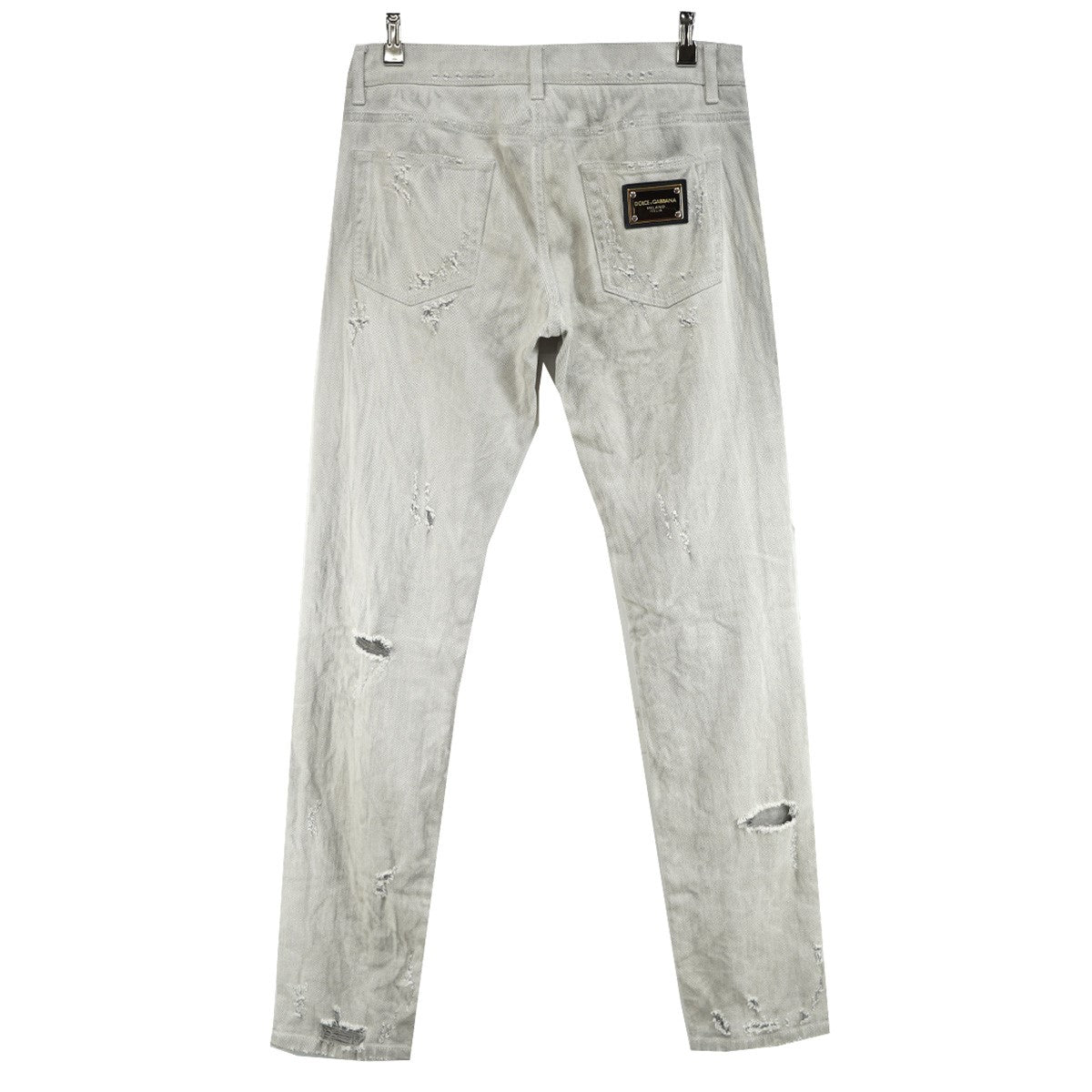 22SS SKINNY ダメージ クラッシュ リペア フェード ウォッシュ 加工5ポケット メタルプレート 刻印入りジッパー ジーンズ スキニー ストレッチ デニム パンツ