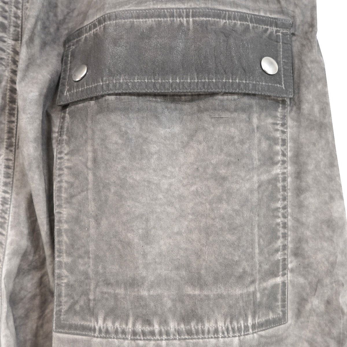 Rick Owens DRKSHDW 25SS GETH BELAS Vintage ヴィンテージ フォイル ダメージ 加工 センタージップドローストリング ハトメ リベット フラップ ポケット ワイド バギーフレア イージー パンツ 古着・中古-5枚目のアイテム画像