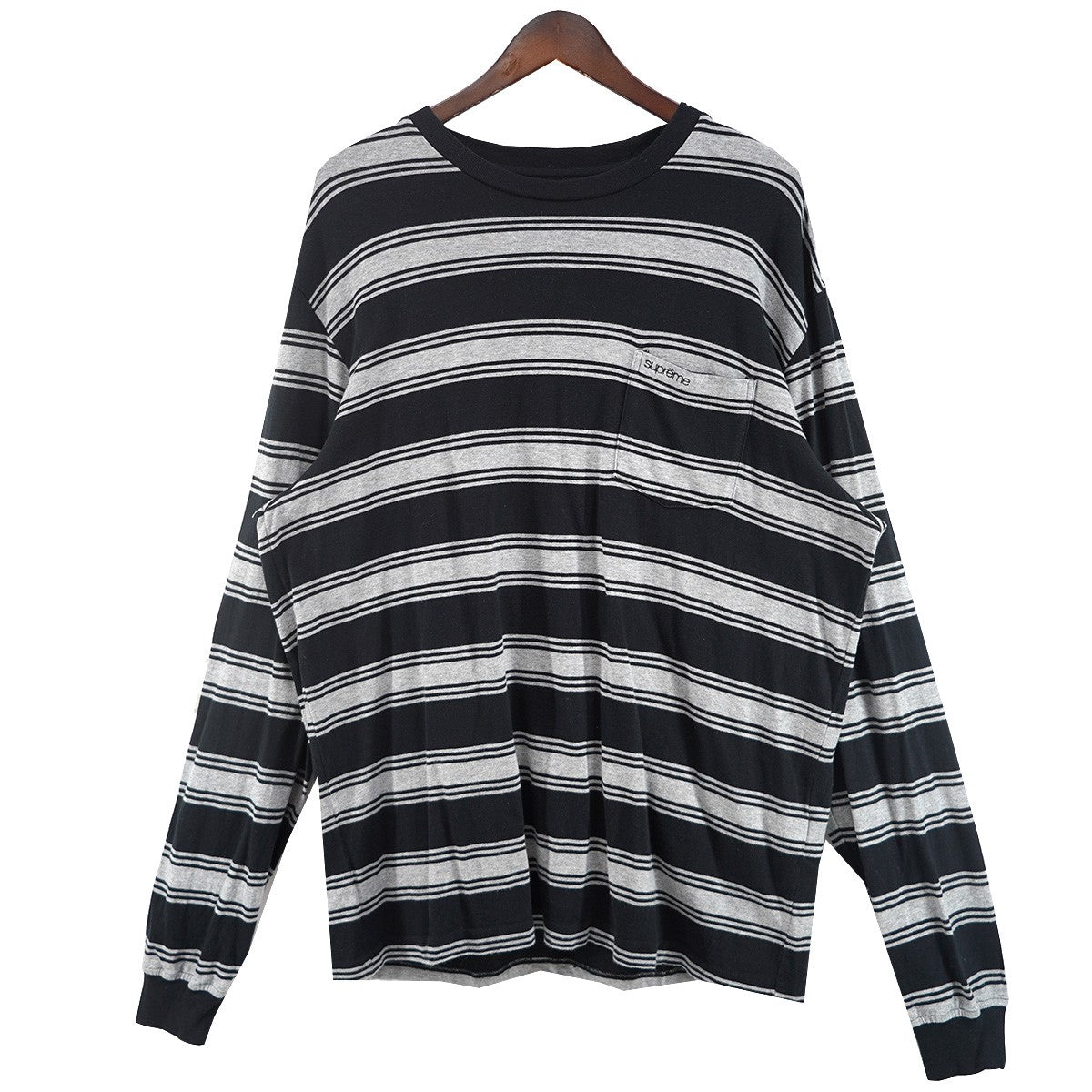 25AW Stripe Pocket L／S Top マルチボーダー ポケット クラシック ロゴ 刺繍ロングスリーブ 長袖 ロンT Tシャツ