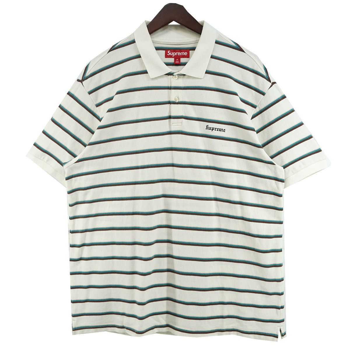 26SS Washed Stripe Polo ウォッシュド加工マルチストライプ オールドイングリッシュ ロゴ 刺繍 半袖 ポロシャツ