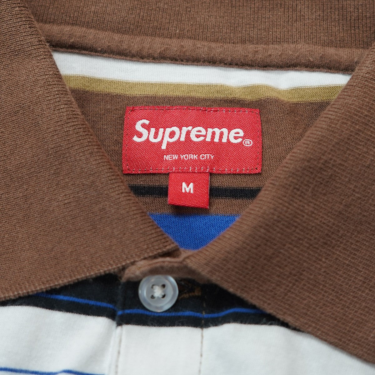 23SS Multi Stripe Poloマルチボーダー 2ボタン ポケット クラシック ロゴ 半袖 ポロシャツ