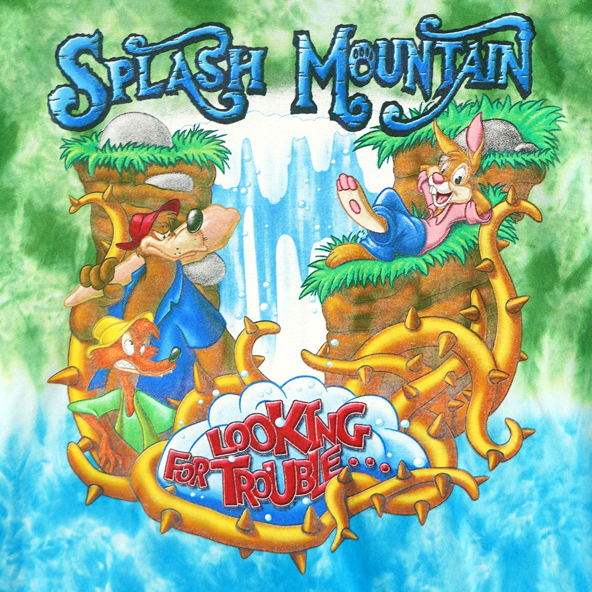00s Disney PARKS Splash Mountain Looking For Trouble T-Shirtスプラッシュマウンテン うさぎどん きつねどん くまどん ディズニー Tシャツ
