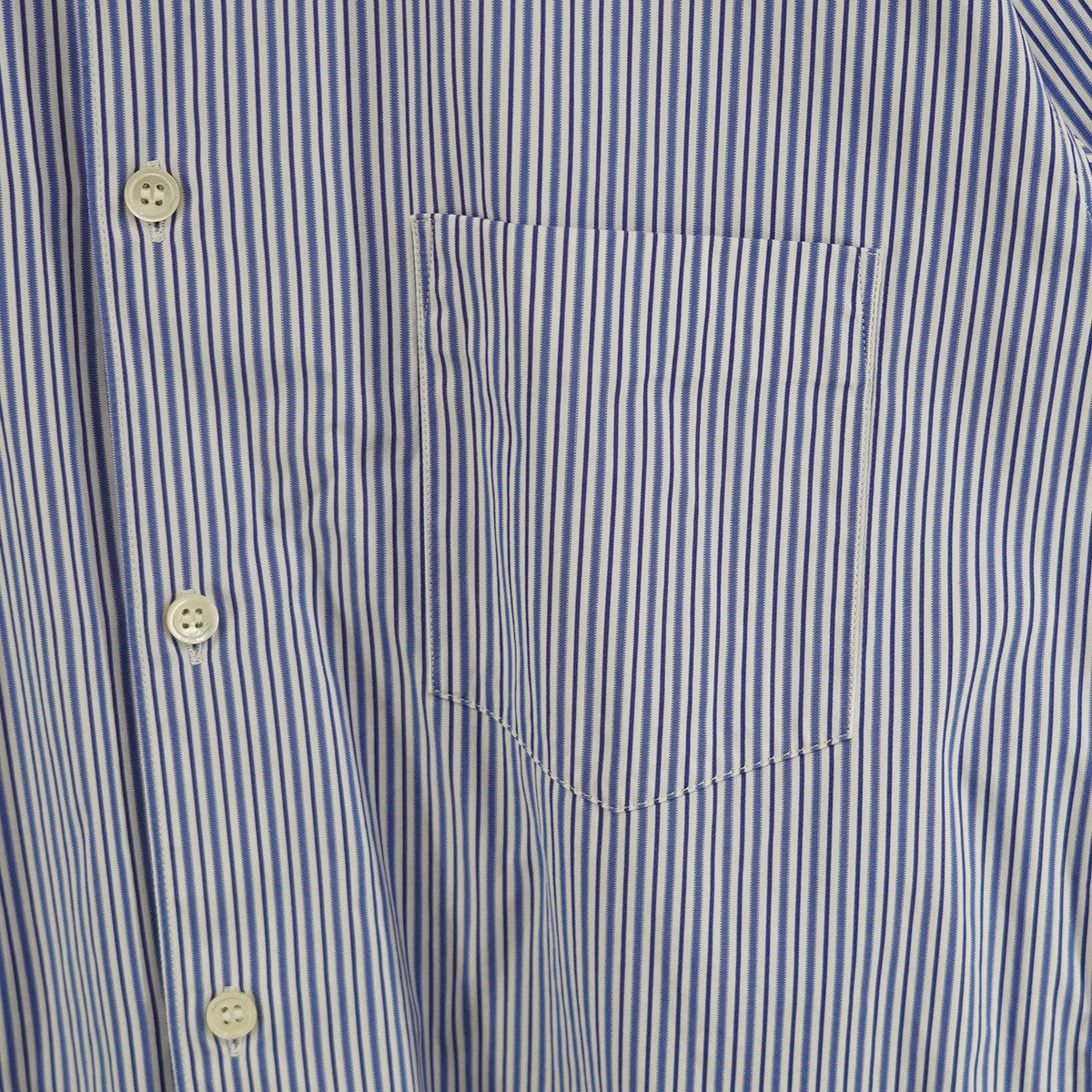 COMME des GARCONS SHIRT FOREVER Cotton S／S Shirtポプリン生地 ストライプ フレンチフロント ワイドクラシック レギュラーカラー 開襟 半袖 シャツ
