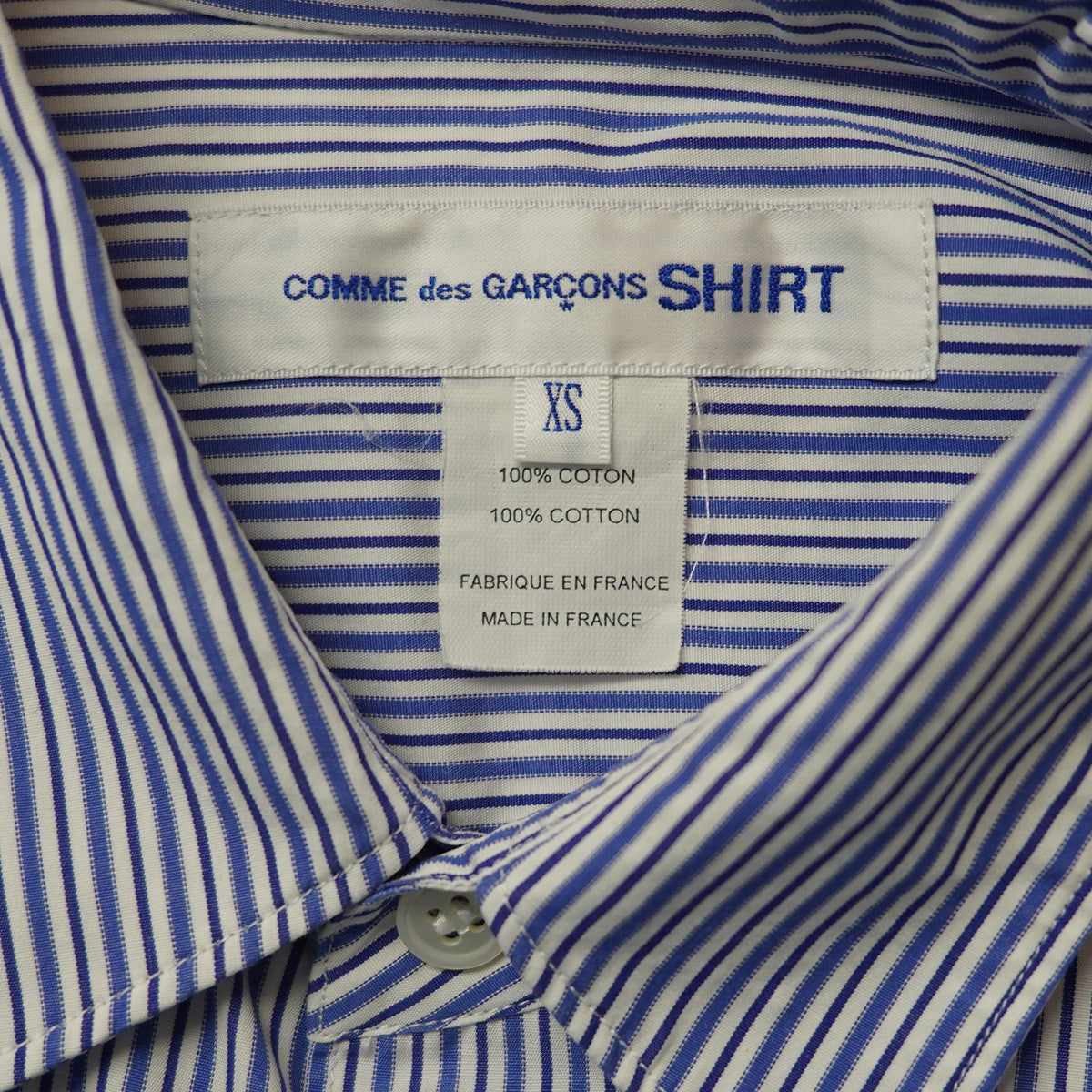 COMME des GARCONS SHIRT FOREVER Cotton S／S Shirtポプリン生地 ストライプ フレンチフロント ワイドクラシック レギュラーカラー 開襟 半袖 シャツ