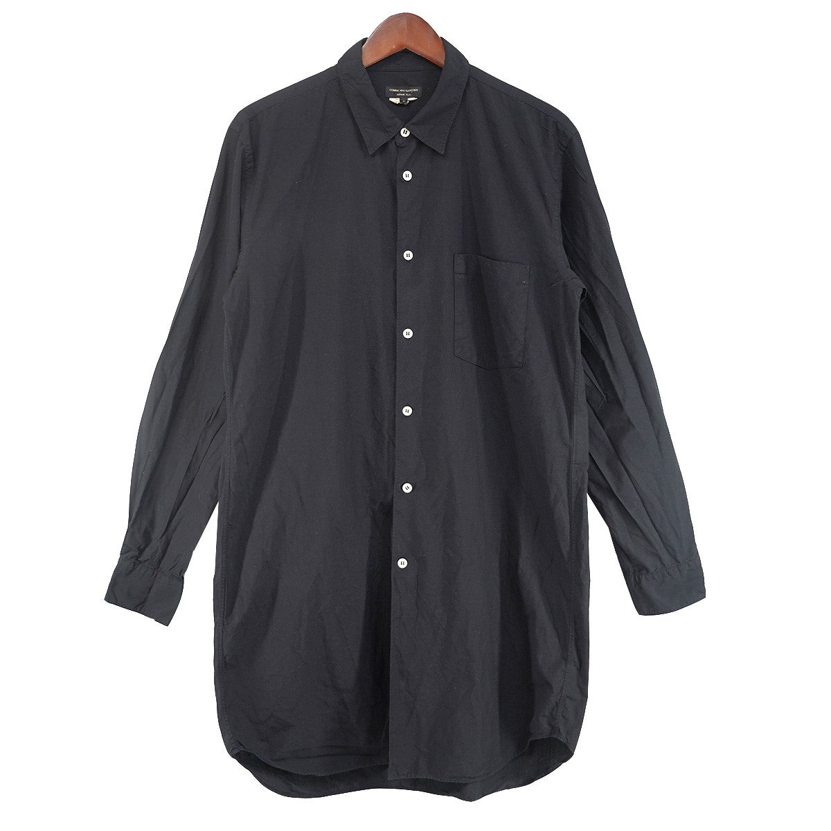Polyester Long Shirt ポリエステル縮絨ドレープ カフス ポケット ロング丈 長袖 シャツ