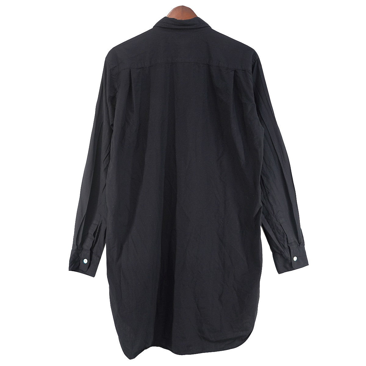 Polyester Long Shirt ポリエステル縮絨ドレープ カフス ポケット ロング丈 長袖 シャツ