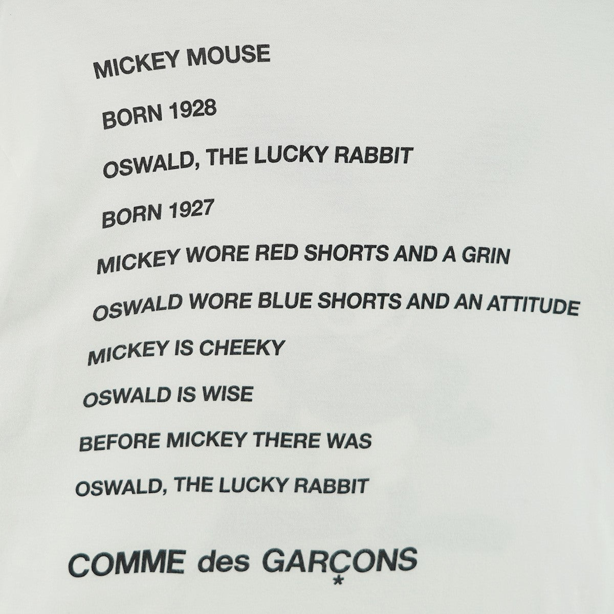 07SS OSWALD THE LUCKY RABBIT PRINT T-SHIRT 限定販売アーカイブ しあわせウサギのオズワルド タイポグラフィ ロゴ プリント 半袖 Tシャツ