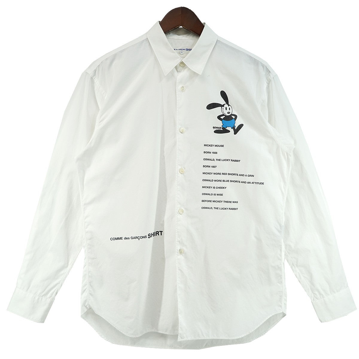 07AW OSWALD， THE LUCKEY RABBIT SHIRT コラボブロード生地 しあわせウサギのオズワルド タイポグラフィ ロゴ プリント 長袖 シャツ