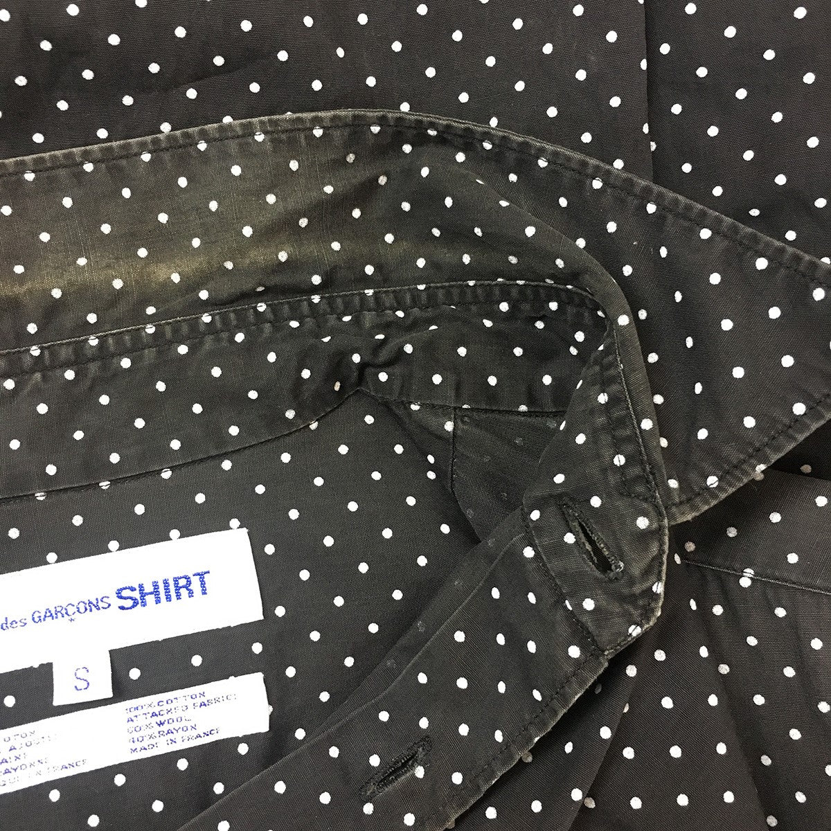 08AW  Cutout Dot Pink Heart Shirtアシンメトリー ハート ワッペン パッチワーク ポルカドット 長袖 シャツ