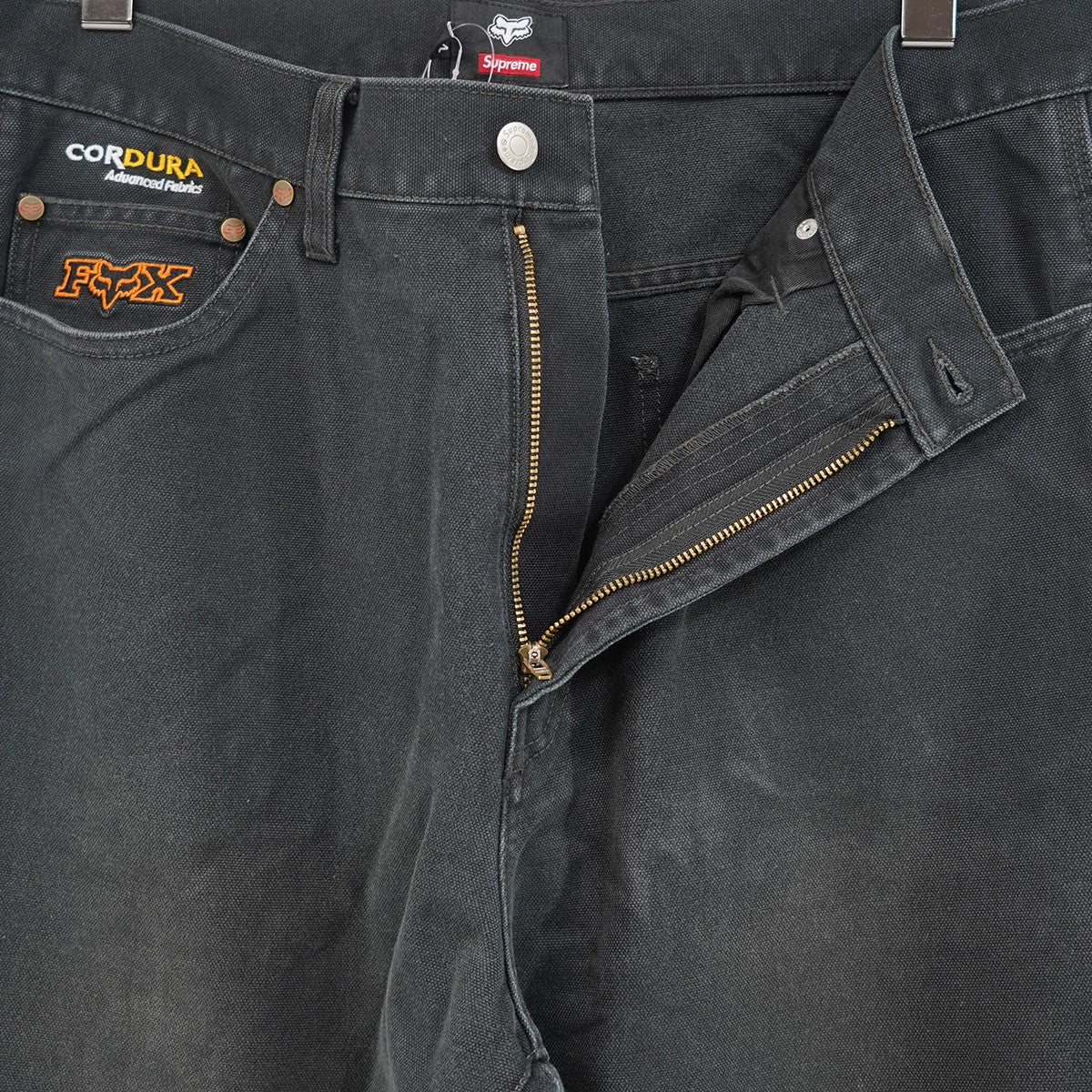 25AW Fox Racing Cordura Baggy Jean コラボ Cordura ダブルネーム ロゴ刺繍FOX刻印ボタン 5ポケット バギージーンズ ワイド デニム パンツ
