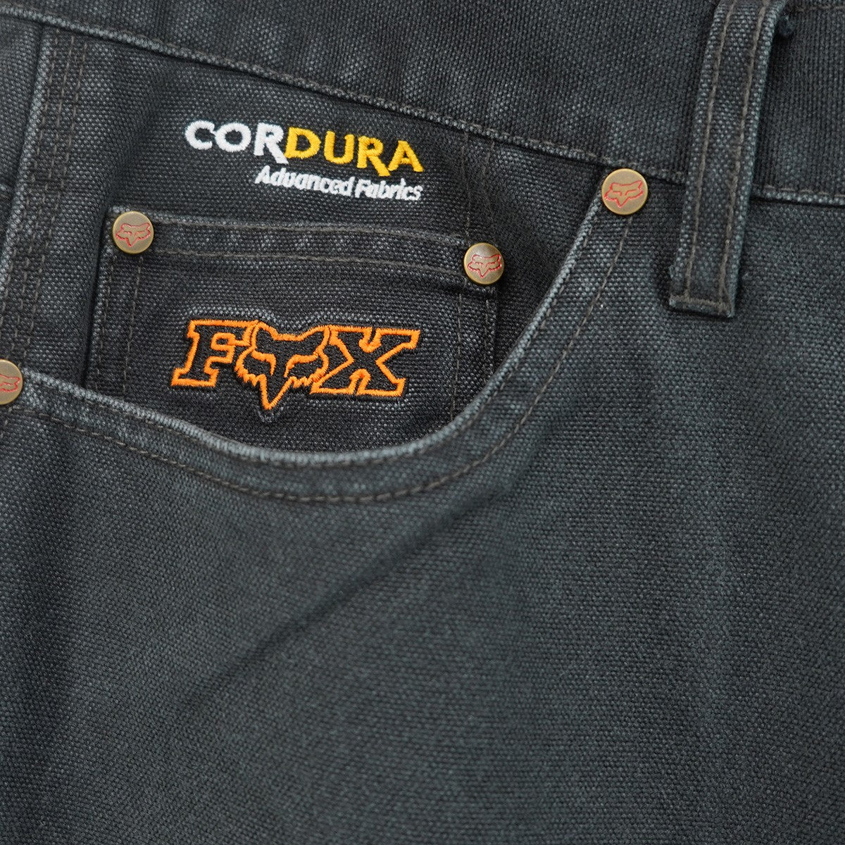 25AW Fox Racing Cordura Baggy Jean コラボ Cordura ダブルネーム ロゴ刺繍FOX刻印ボタン 5ポケット バギージーンズ ワイド デニム パンツ