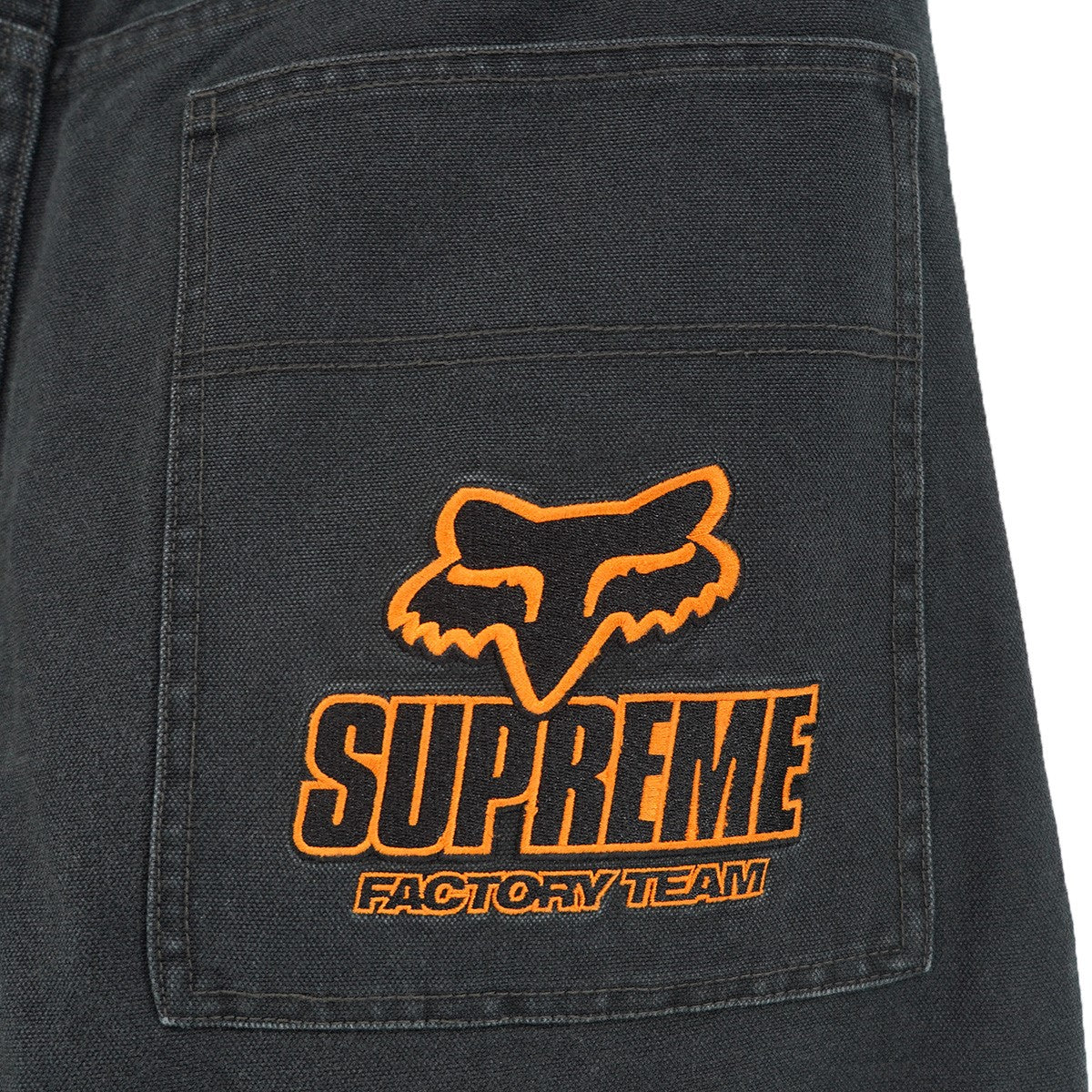 25AW Fox Racing Cordura Baggy Jean コラボ Cordura ダブルネーム ロゴ刺繍FOX刻印ボタン 5ポケット バギージーンズ ワイド デニム パンツ