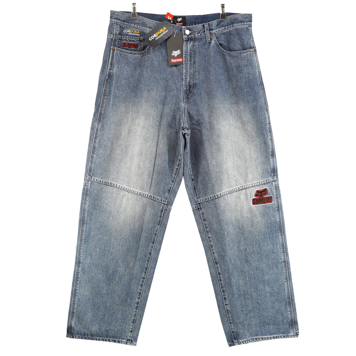 25AW Fox Racing Cordura Baggy Jean コラボ Cordura ダブルネーム ロゴ刺繍FOX刻印ボタン 5ポケット バギージーンズ ワイド デニム パンツ