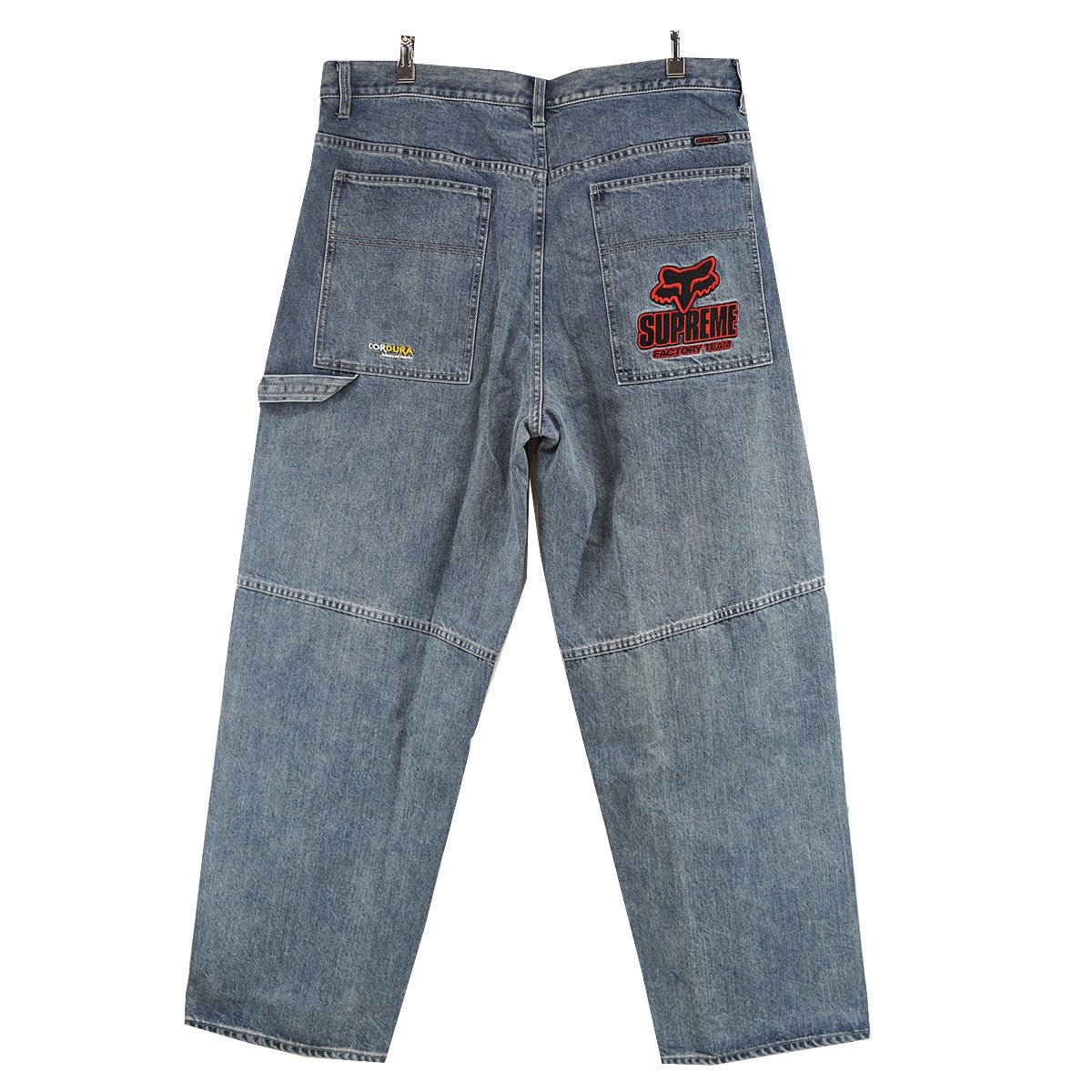 25AW Fox Racing Cordura Baggy Jean コラボ Cordura ダブルネーム ロゴ刺繍FOX刻印ボタン 5ポケット バギージーンズ ワイド デニム パンツ