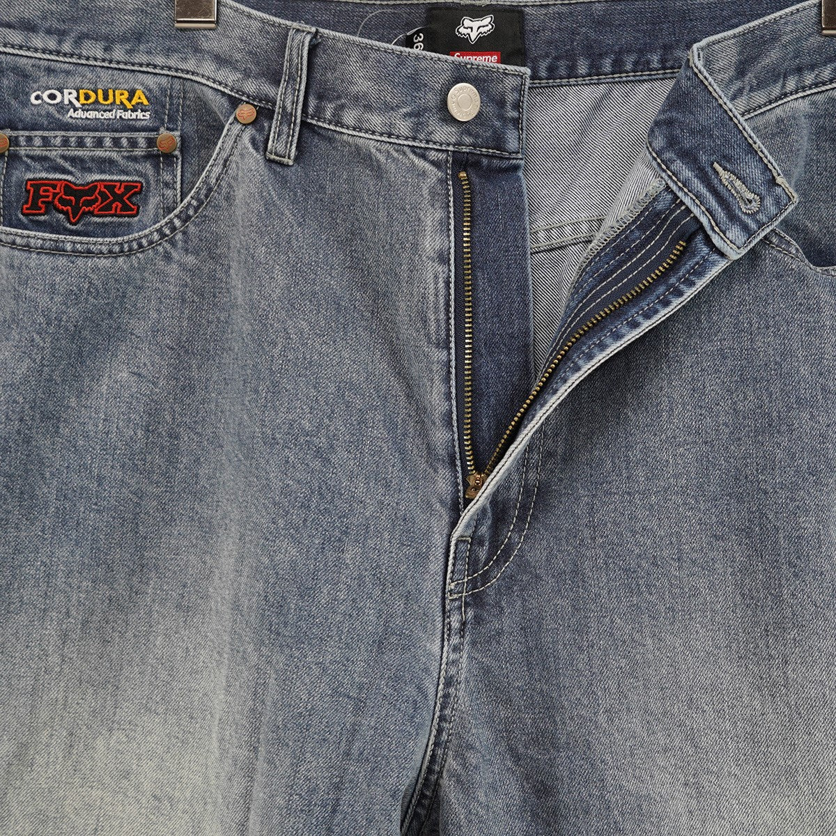 25AW Fox Racing Cordura Baggy Jean コラボ Cordura ダブルネーム ロゴ刺繍FOX刻印ボタン 5ポケット バギージーンズ ワイド デニム パンツ