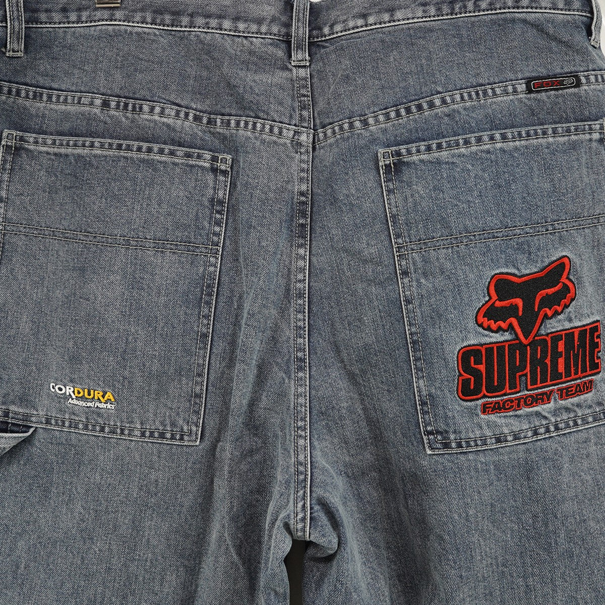 25AW Fox Racing Cordura Baggy Jean コラボ Cordura ダブルネーム ロゴ刺繍FOX刻印ボタン 5ポケット バギージーンズ ワイド デニム パンツ