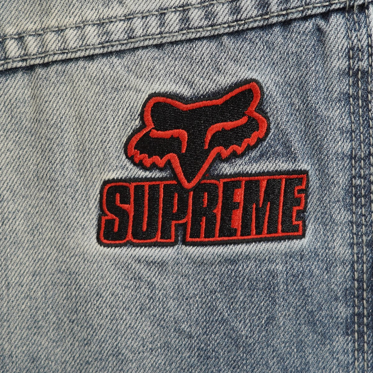 25AW Fox Racing Cordura Baggy Jean コラボ Cordura ダブルネーム ロゴ刺繍FOX刻印ボタン 5ポケット バギージーンズ ワイド デニム パンツ