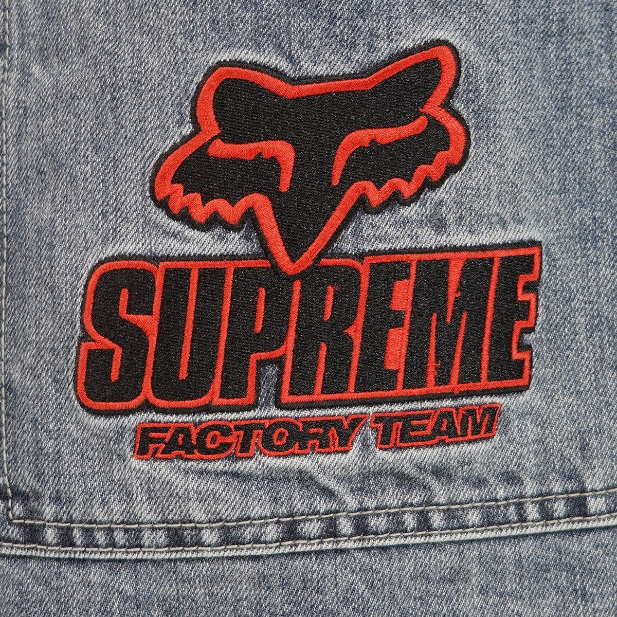 25AW Fox Racing Cordura Baggy Jean コラボ Cordura ダブルネーム ロゴ刺繍FOX刻印ボタン 5ポケット バギージーンズ ワイド デニム パンツ