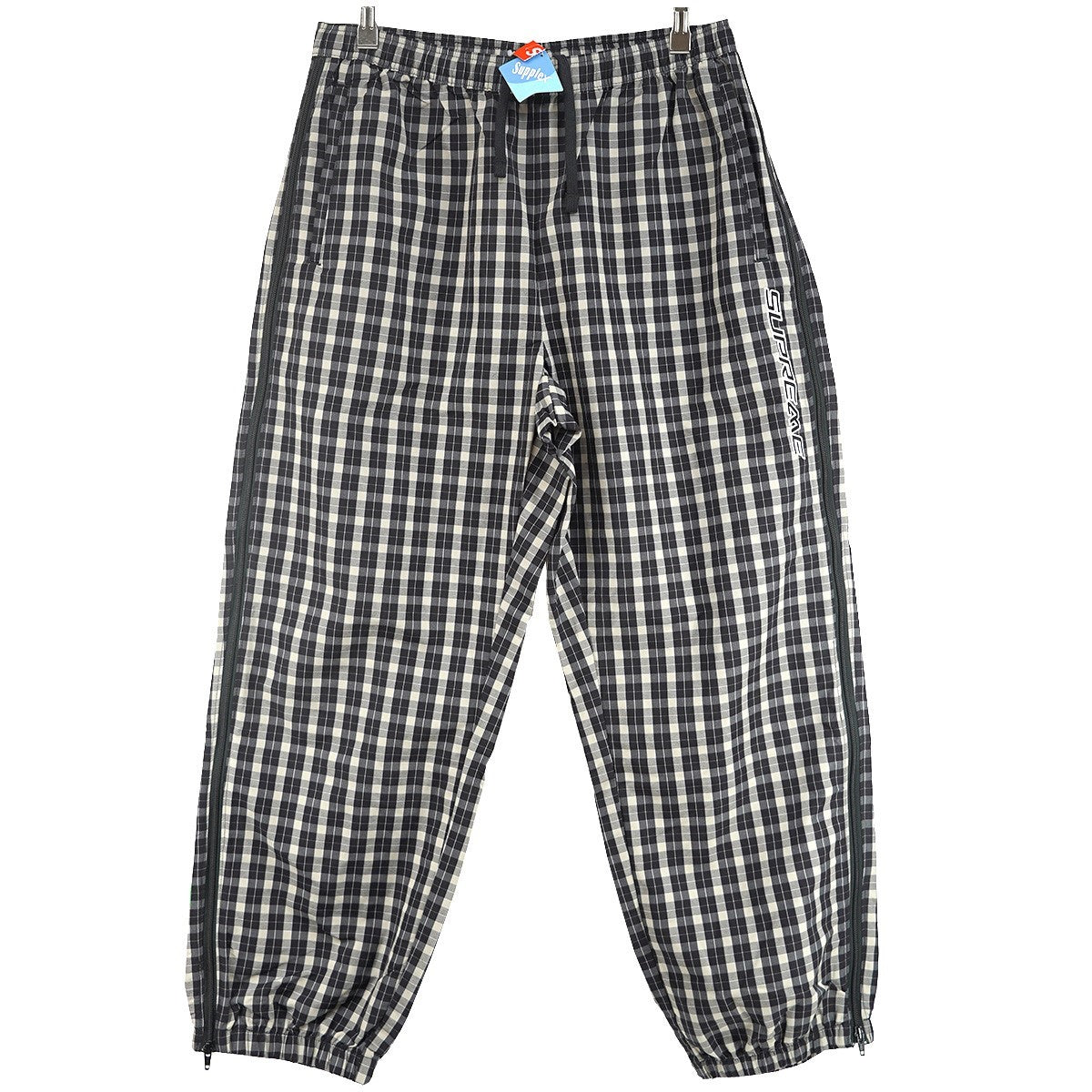 25AW Plaid Warm Up Pant サプレックス Supplexナイロンプレイド チェック サイド ジップ ロゴ刺繍 トラック ウォームアップ イージー パンツ