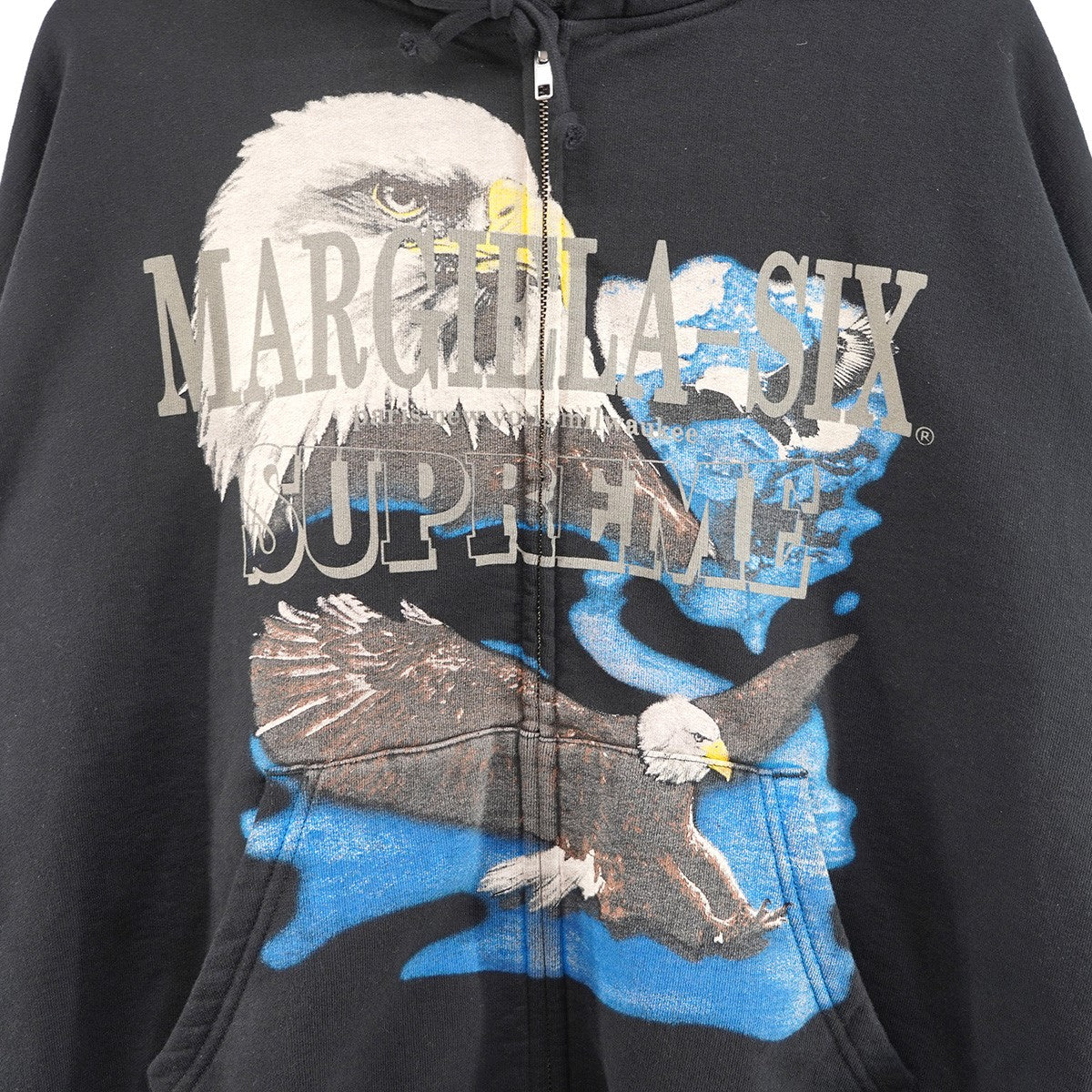 26SS MM6 Eagle Zip Up Hooded Sweatshirt コラボ イーグル 鷲ニューメリック ロゴ 刺繍 バック プリント ジップ アップ パーカー