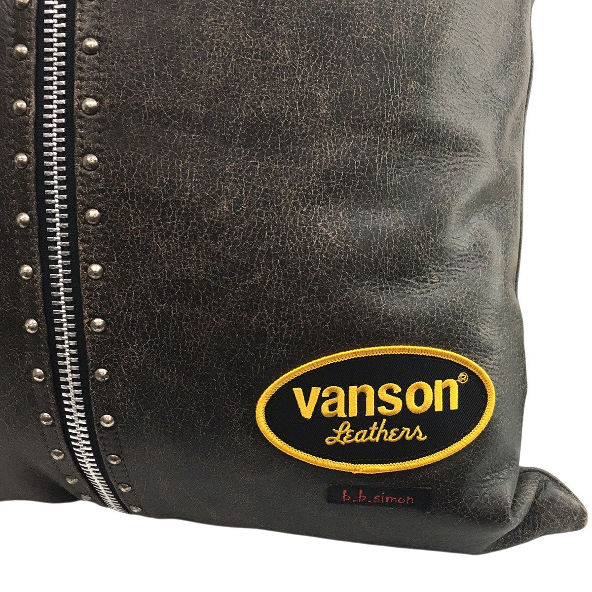 25AW B．B． Simon Vanson Leathers Pillow加工 トリプルコラボ ロゴ スタッズ レザー ピロー クッション