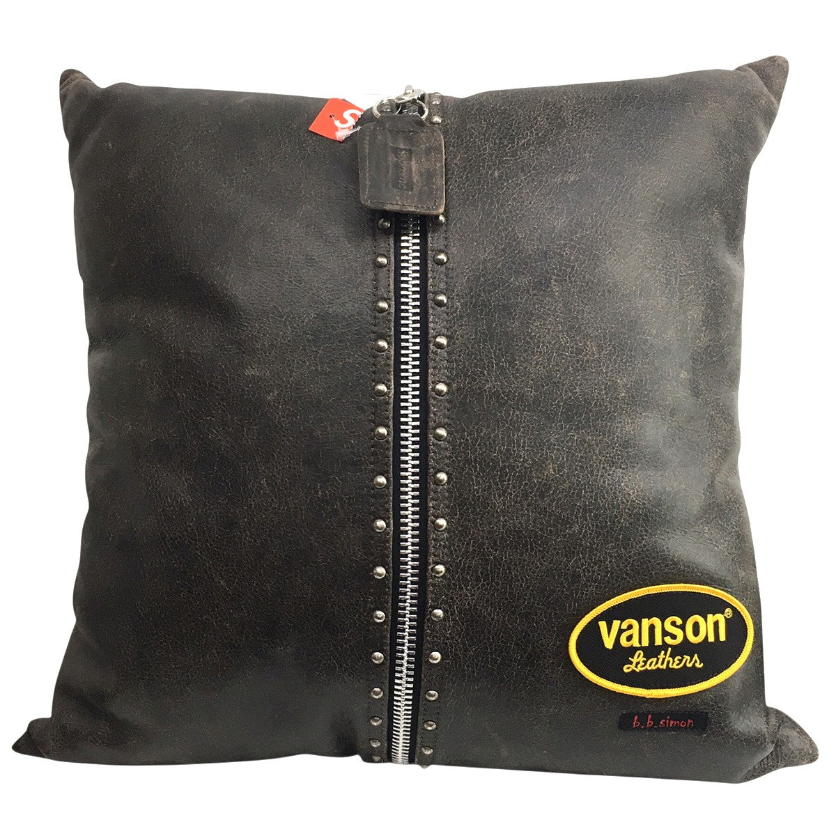 25AW B．B． Simon Vanson Leathers Pillow加工 トリプルコラボ ロゴ スタッズ レザー ピロー クッション