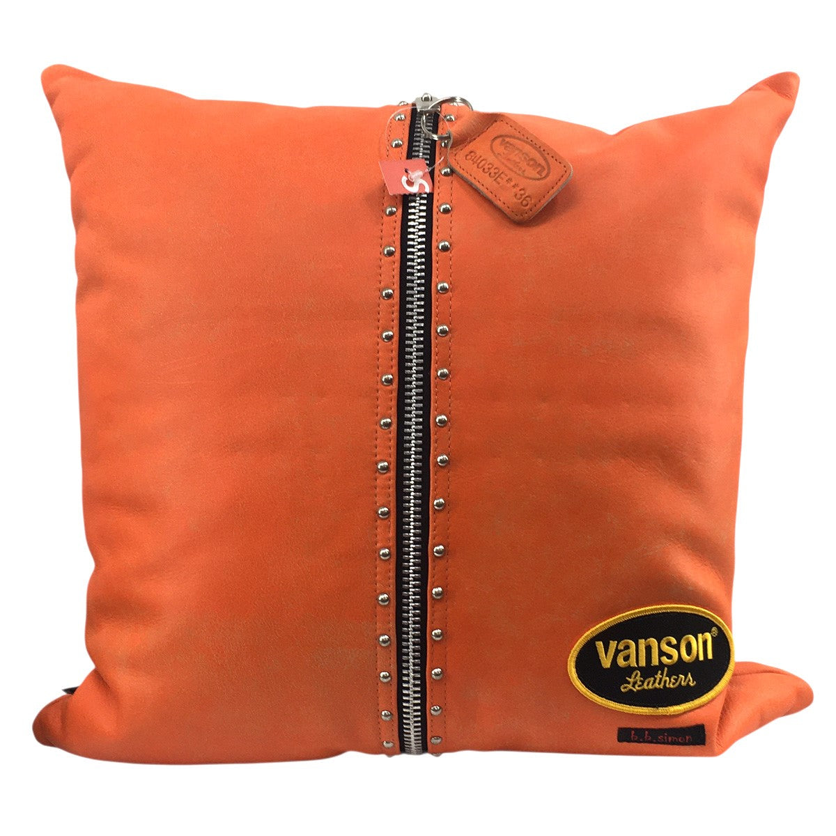 25AW B．B． Simon Vanson Leathers Pillow加工 トリプルコラボ ロゴ スタッズ レザー ピロー クッション