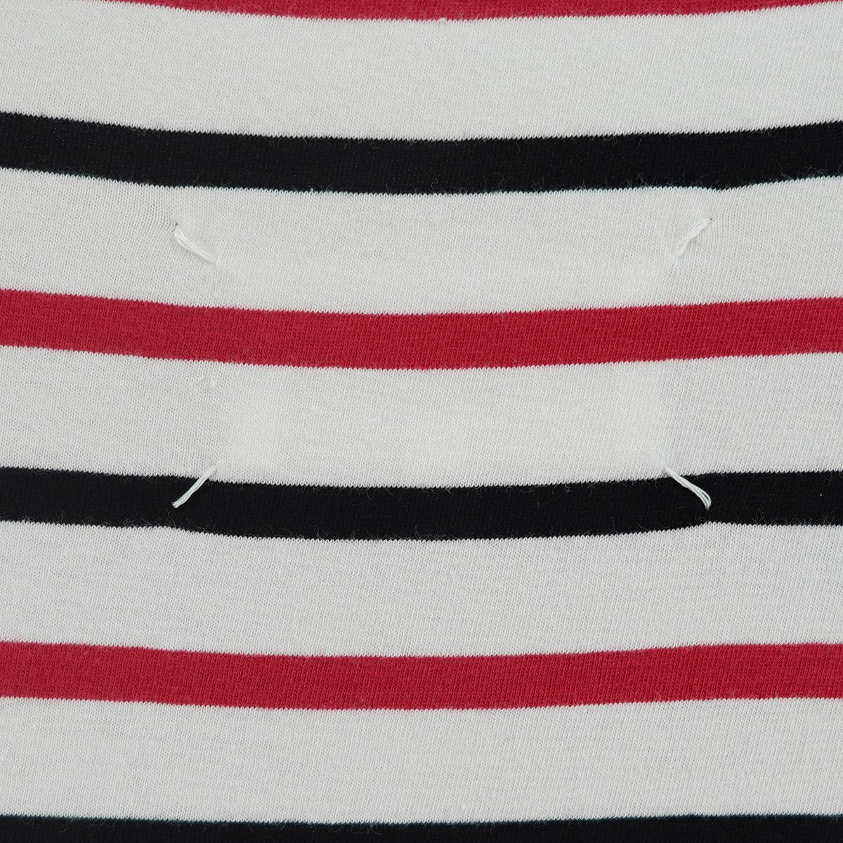 18SS トリコロール ボーダー アイボリーリブ4ステッチ カレンダータグ リラックスフィット 半袖 Tシャツ