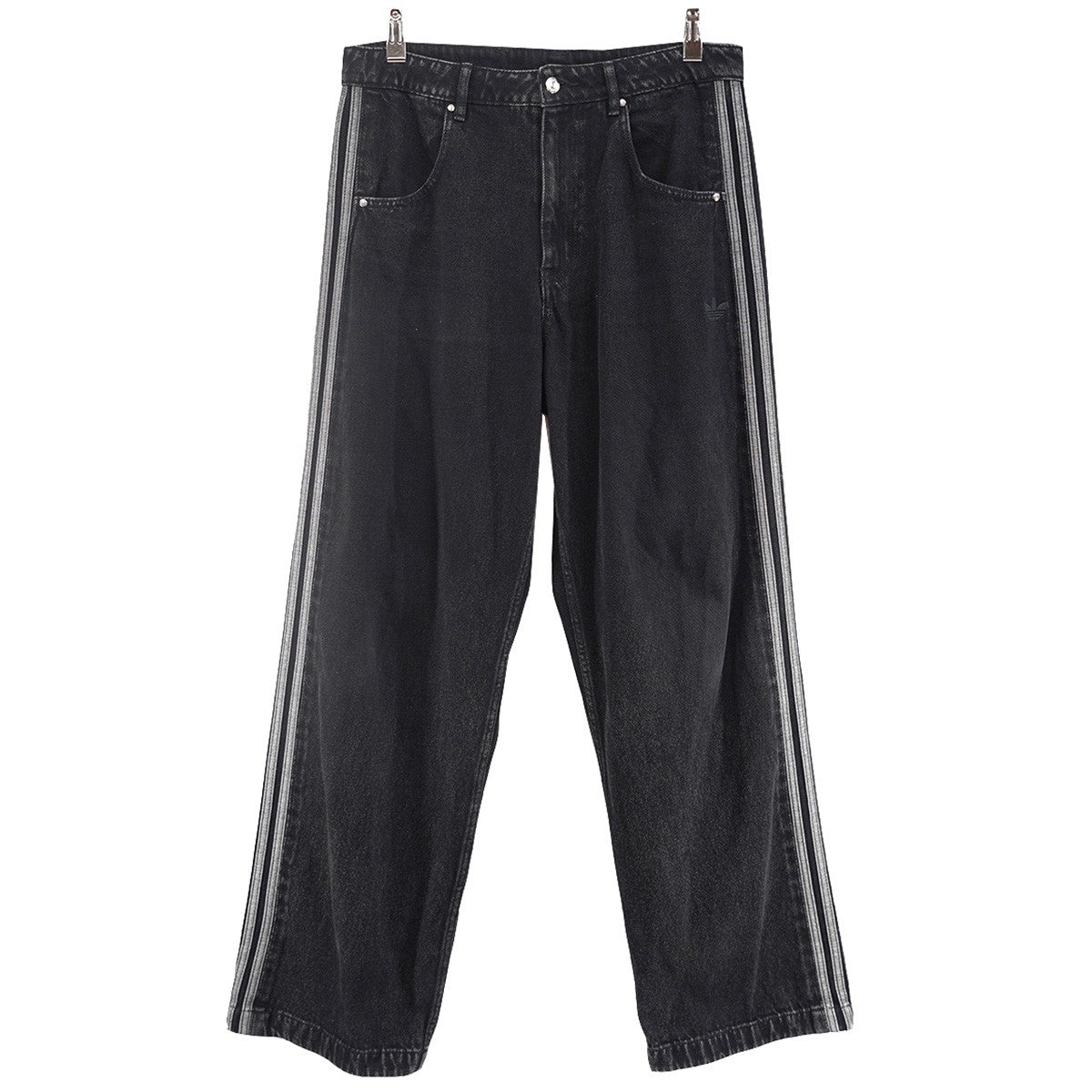 24AW DENIM FIREBIRD PANTS アディカラー ファイヤーバード フェード加工トレフォイル 刻印ボタン ロゴ 刺繍 レザーパッチ スリーストライプス ストレート デニム