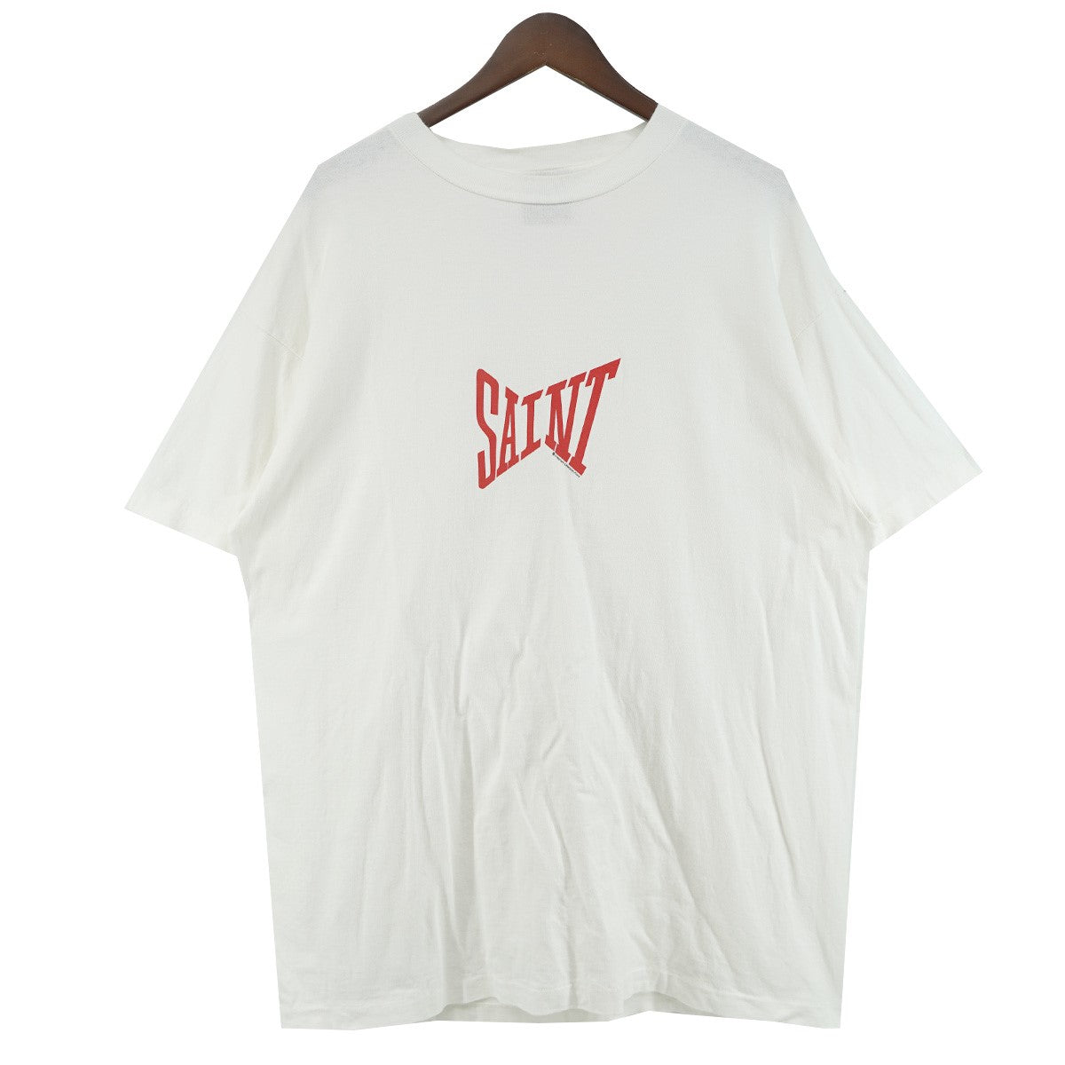 24SS RIBON SAINT SS TEE ヴィンテージ Vintage フェード加工リボンロゴ シングルステッチ プリント オーバーサイズ シルエット 半袖 Tシャツ