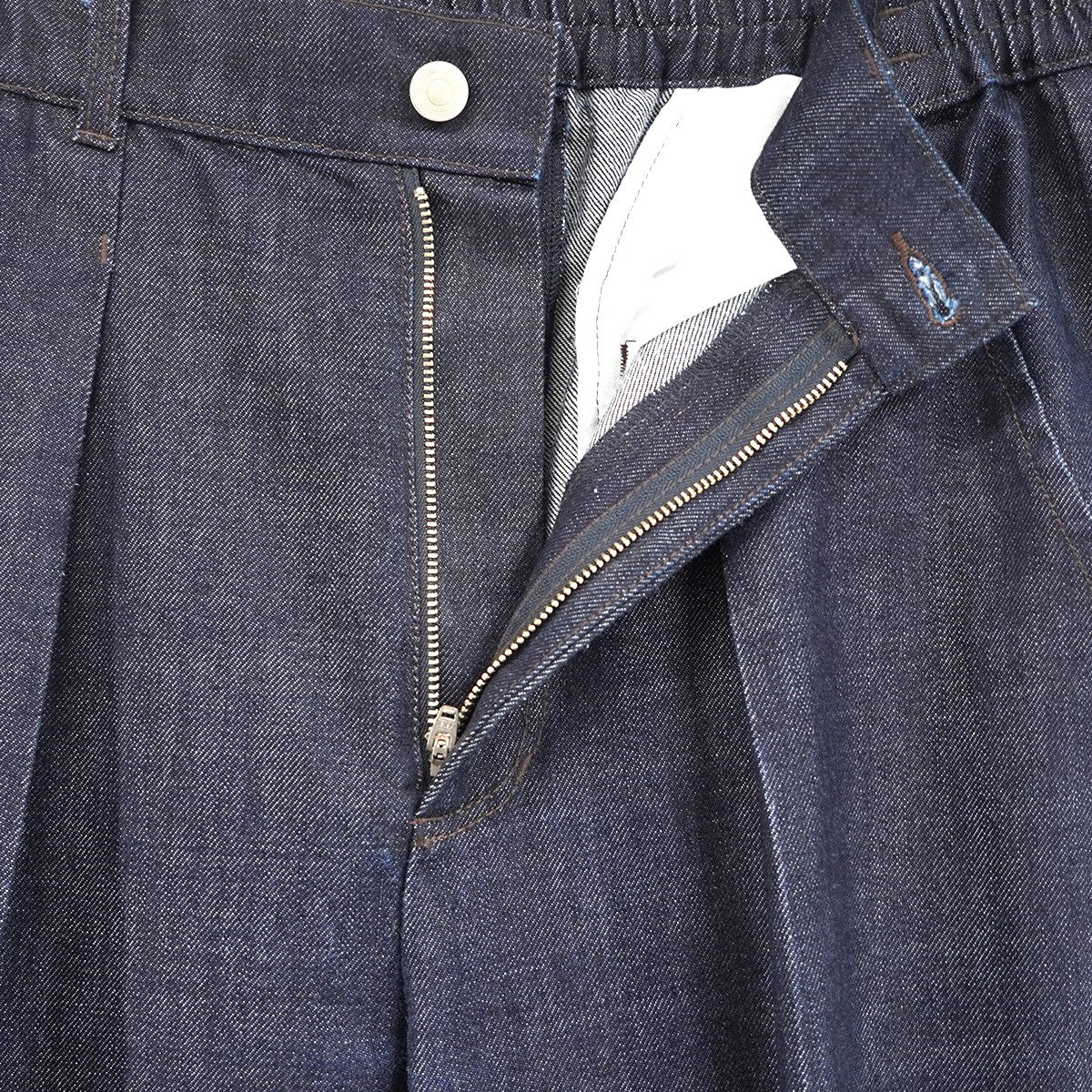 24AW KAIHARA DENIM ブランド初期モデル ソフトデニム生地ワンタック バックウエスト ゴムギャザー ワイド バレル デニム イージー パンツ