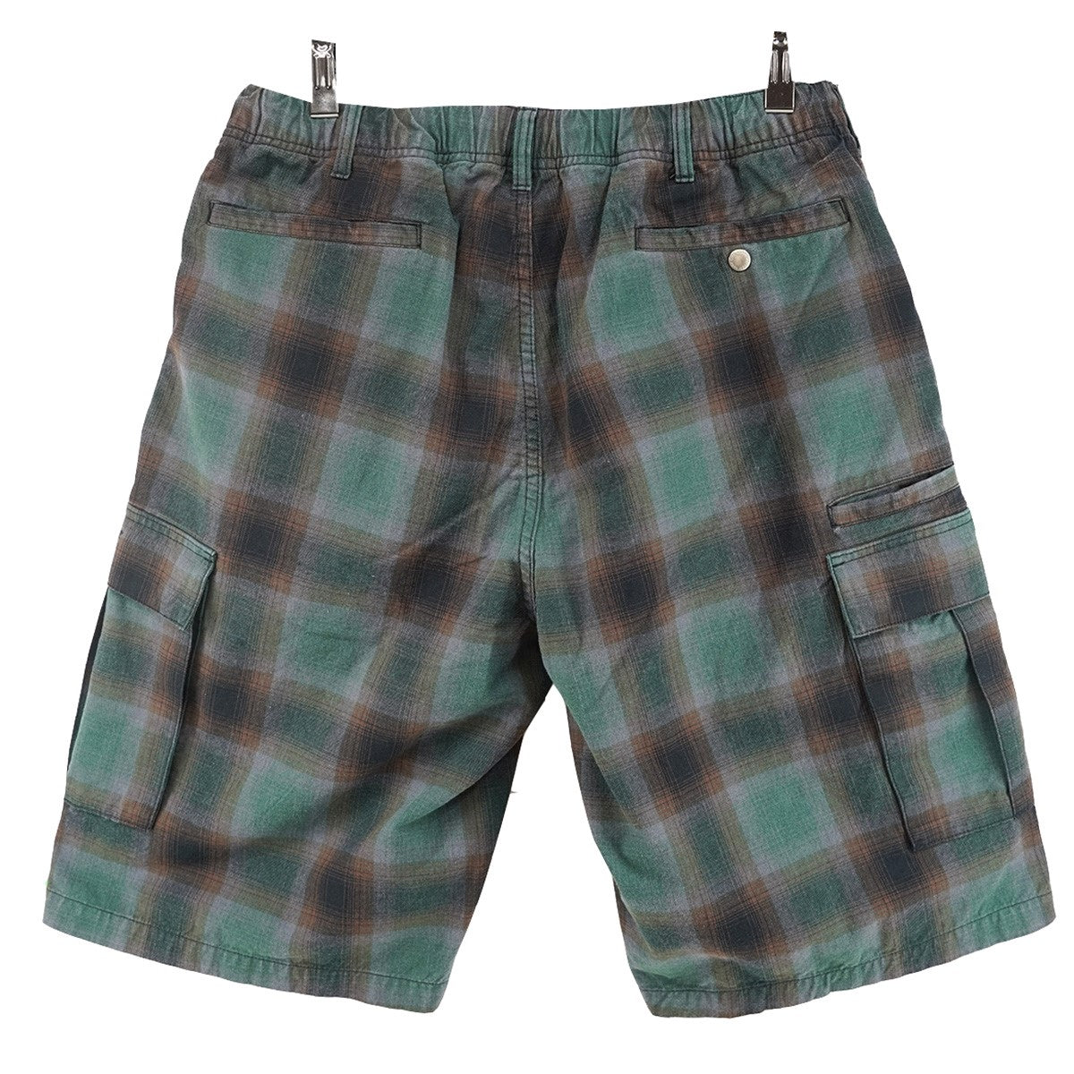 25SS Shadow Plaid Cargo Short 酵素ウォッシュ加工 シャドープレイドオンブレチェック 柄 オールドイングリッシュ ロゴ 刺繍 ショーツ カーゴ イージー ハーフパンツ