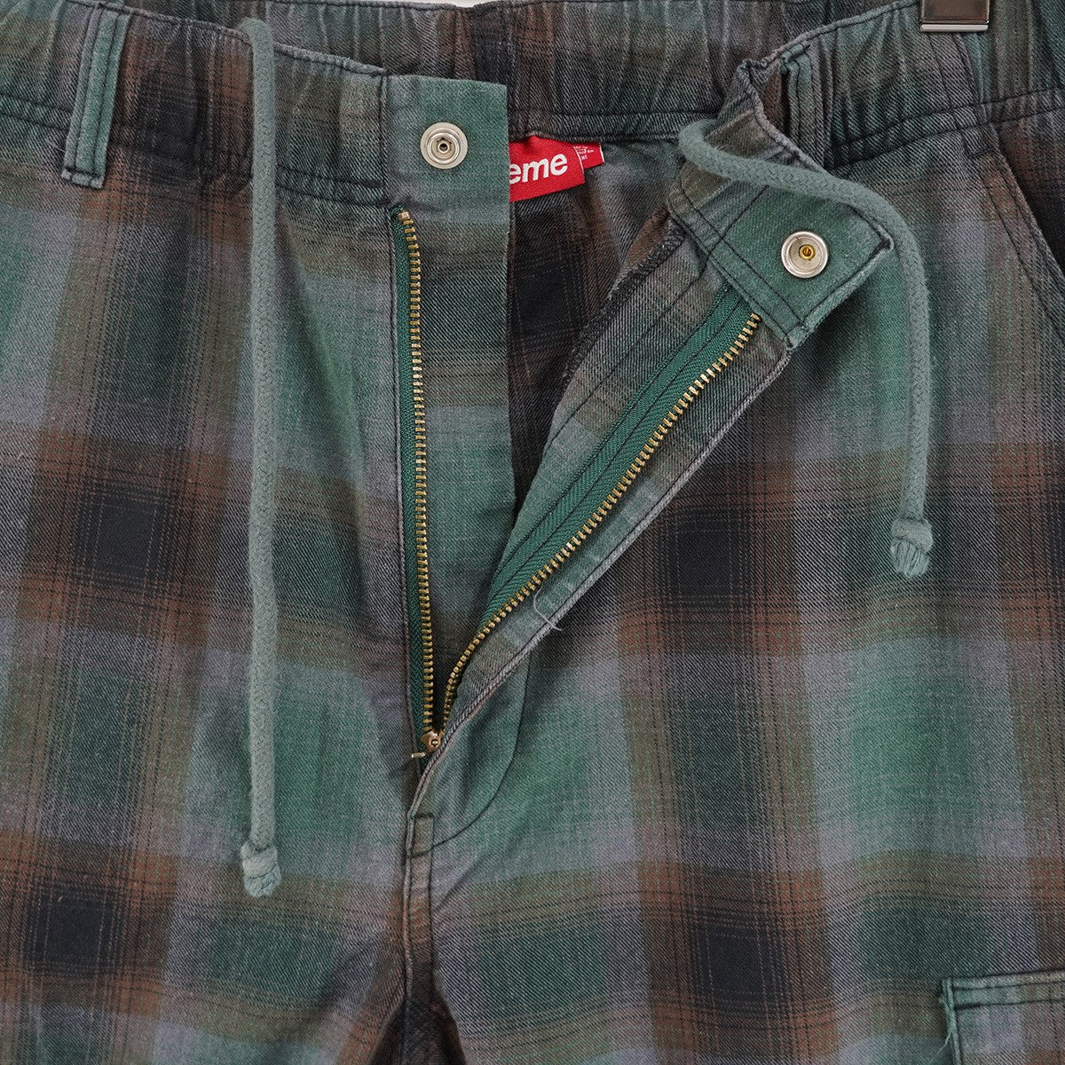 25SS Shadow Plaid Cargo Short 酵素ウォッシュ加工 シャドープレイドオンブレチェック 柄 オールドイングリッシュ ロゴ 刺繍 ショーツ カーゴ イージー ハーフパンツ
