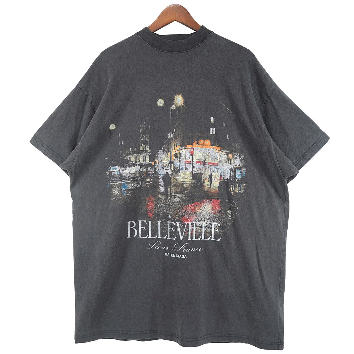 24AW Belleville Oversized T-Shirt ヴィンテージ Vintage ウォッシュド フェード加工ベルヴィル地区 夜景 ロゴ  オーバーサイズ 半袖 Tシャツ