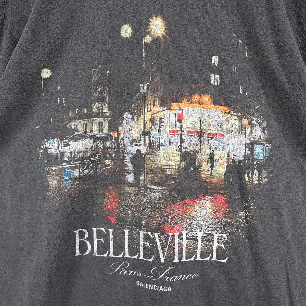 24AW Belleville Oversized T-Shirt ヴィンテージ Vintage ウォッシュド フェード加工ベルヴィル地区 夜景 ロゴ  オーバーサイズ 半袖 Tシャツ