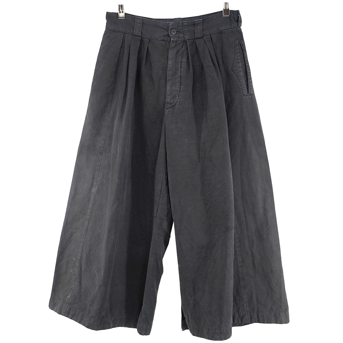 22SS Wide Leg Pants 4ステッチ カレンダータグ コットンリネン混 インタックスリット ワイド レッグ バギー トラウザーズ デニム パンツ