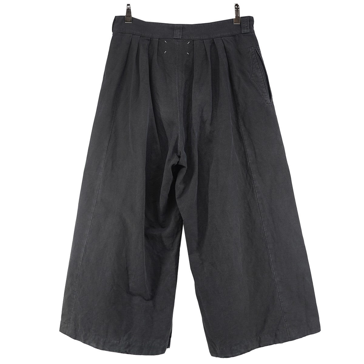 22SS Wide Leg Pants 4ステッチ カレンダータグ コットンリネン混 インタックスリット ワイド レッグ バギー トラウザーズ デニム パンツ