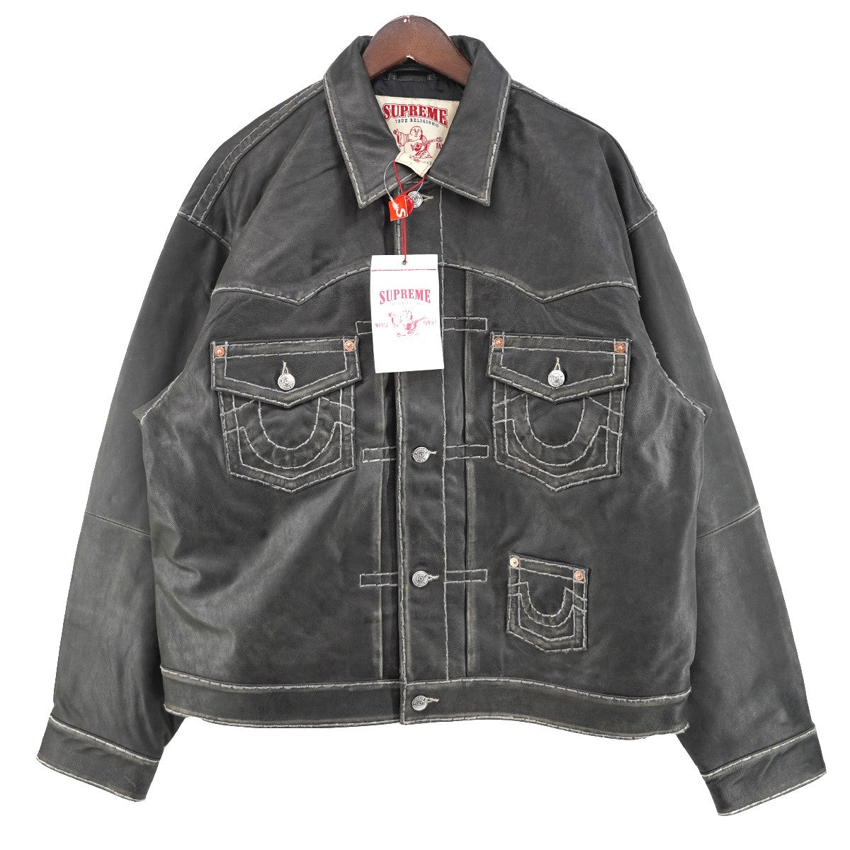 25AW True Religion Leather Trucker Jacketコラボ 加工 レザー トラッカー ジャケット