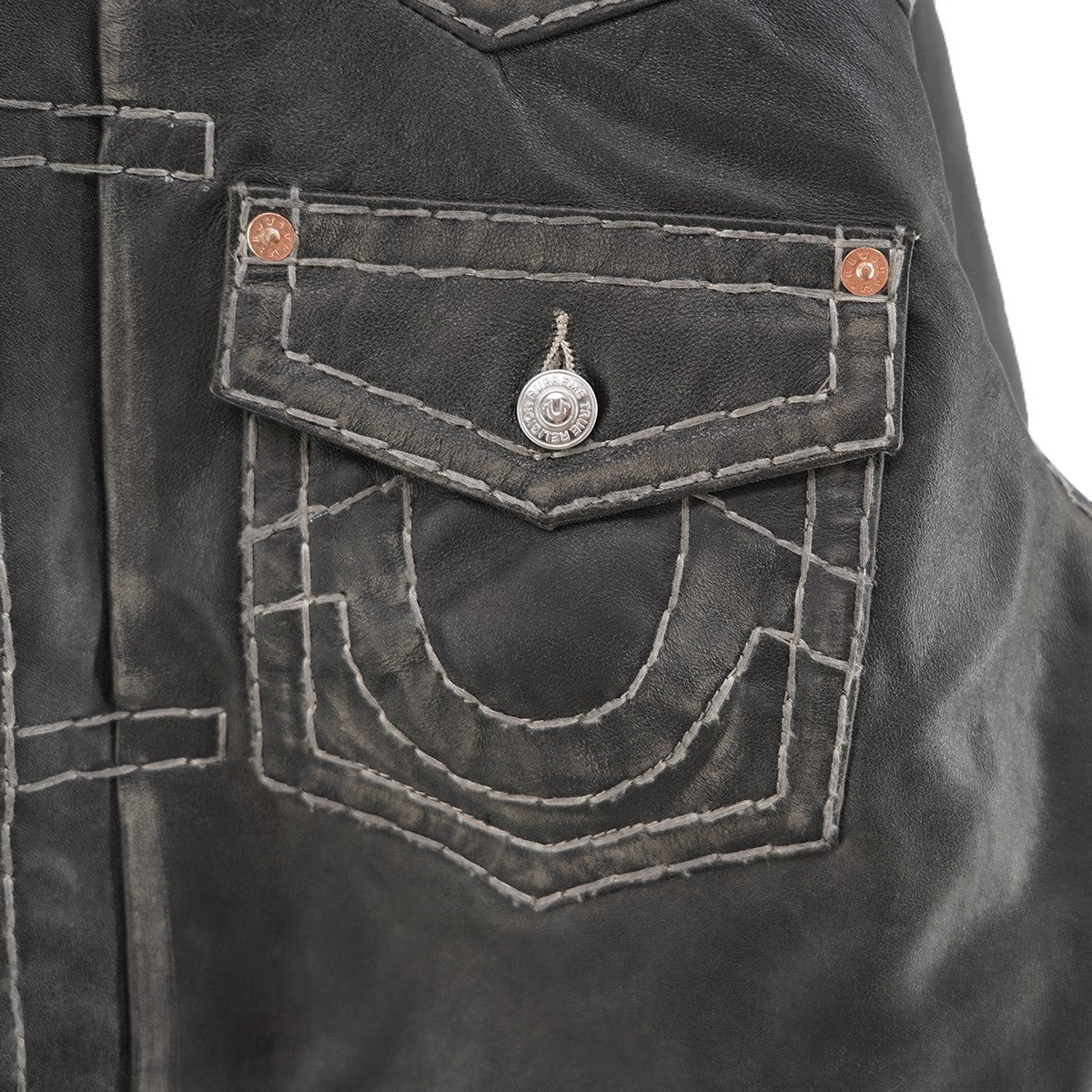 25AW True Religion Leather Trucker Jacketコラボ 加工 レザー トラッカー ジャケット