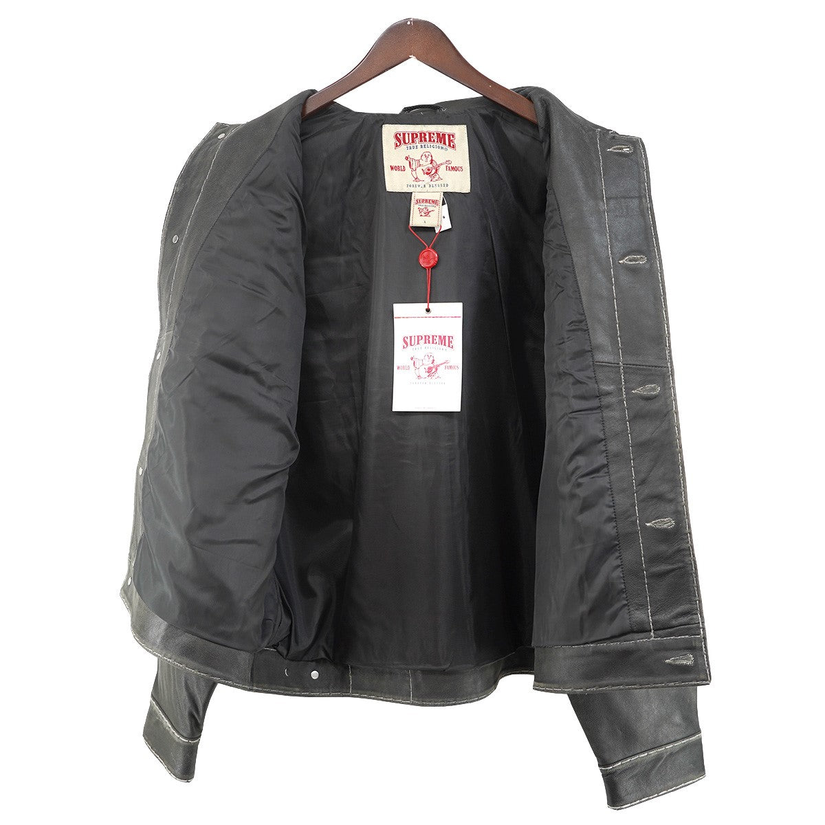 25AW True Religion Leather Trucker Jacketコラボ 加工 レザー トラッカー ジャケット