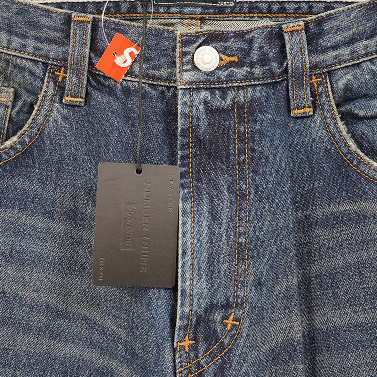 25AW Number (N)ine Patches Loose Fit Jean ヴィンテージ Vintageダメージウォッシュ 加工ロゴ ワッペン ルーズフィット セルビッジ デニム