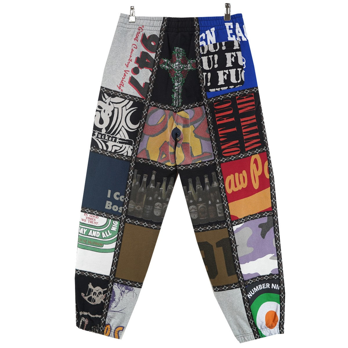 25AW Number (N)ine Patchwork Sweatpant アーカイブグラフィック クレイジーパターン パッチワーク 飾りステッチ ロゴ スウェット イージー パンツ