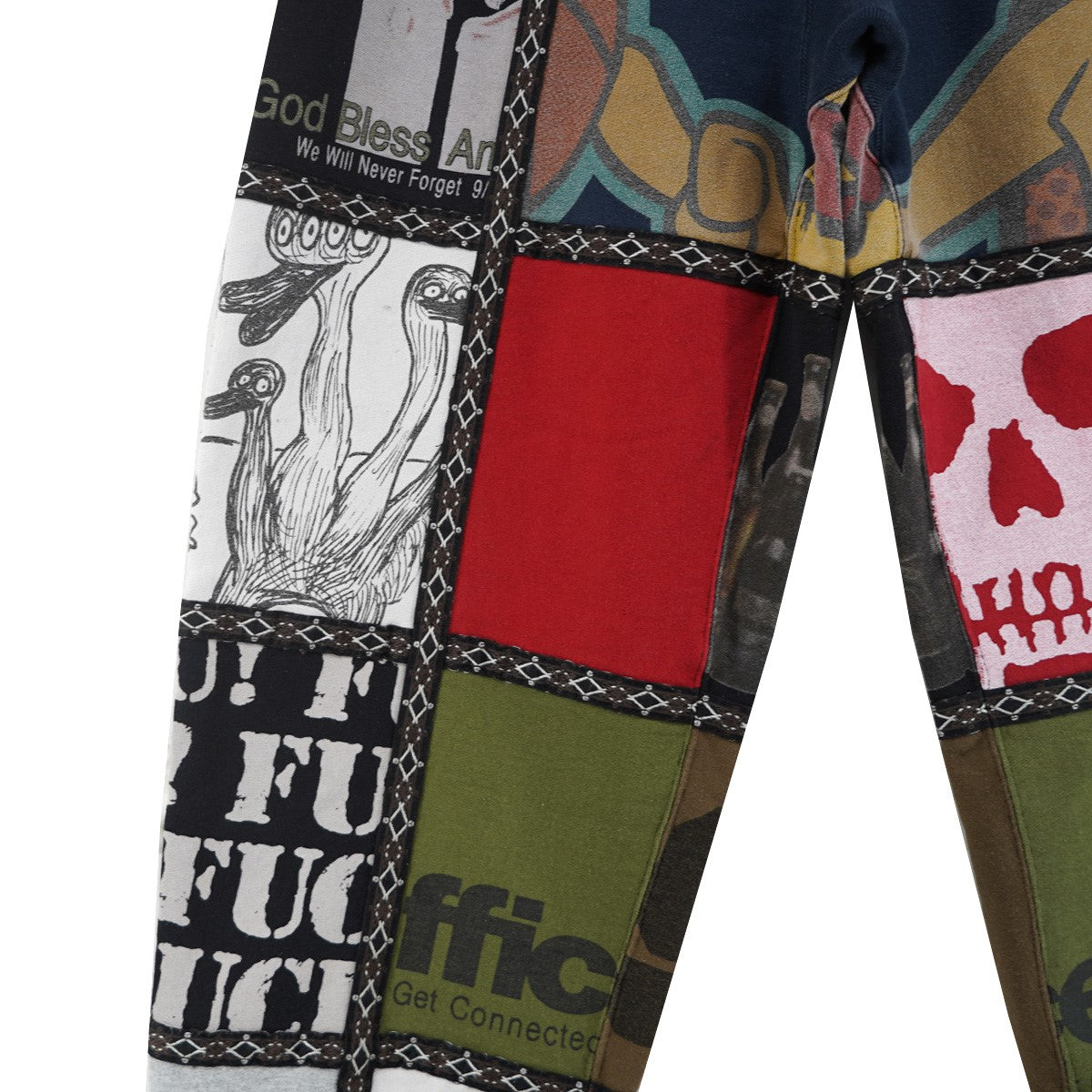 25AW Number (N)ine Patchwork Sweatpant アーカイブグラフィック クレイジーパターン パッチワーク 飾りステッチ ロゴ スウェット イージー パンツ