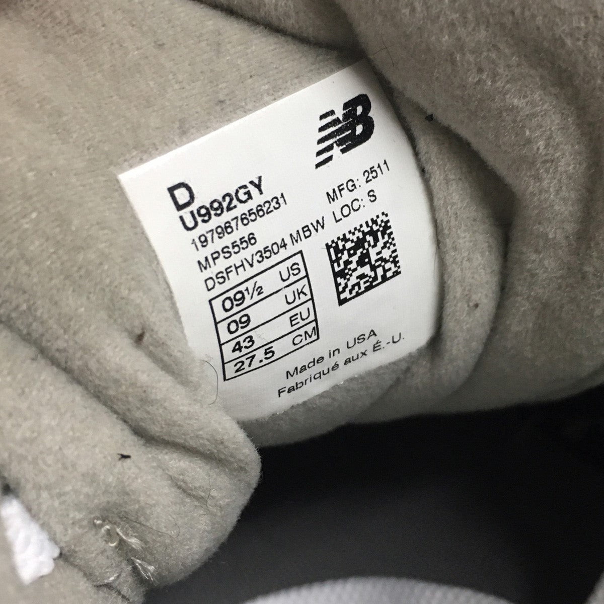 New Balance 992 U992GY GRAY スニーカー シューズ 靴